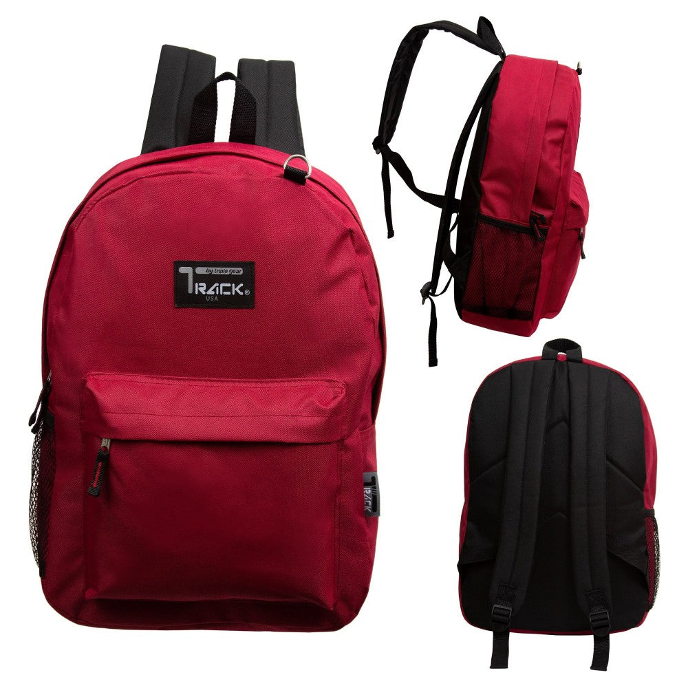 burgundy wholesale 17 inch backpack in bulk
