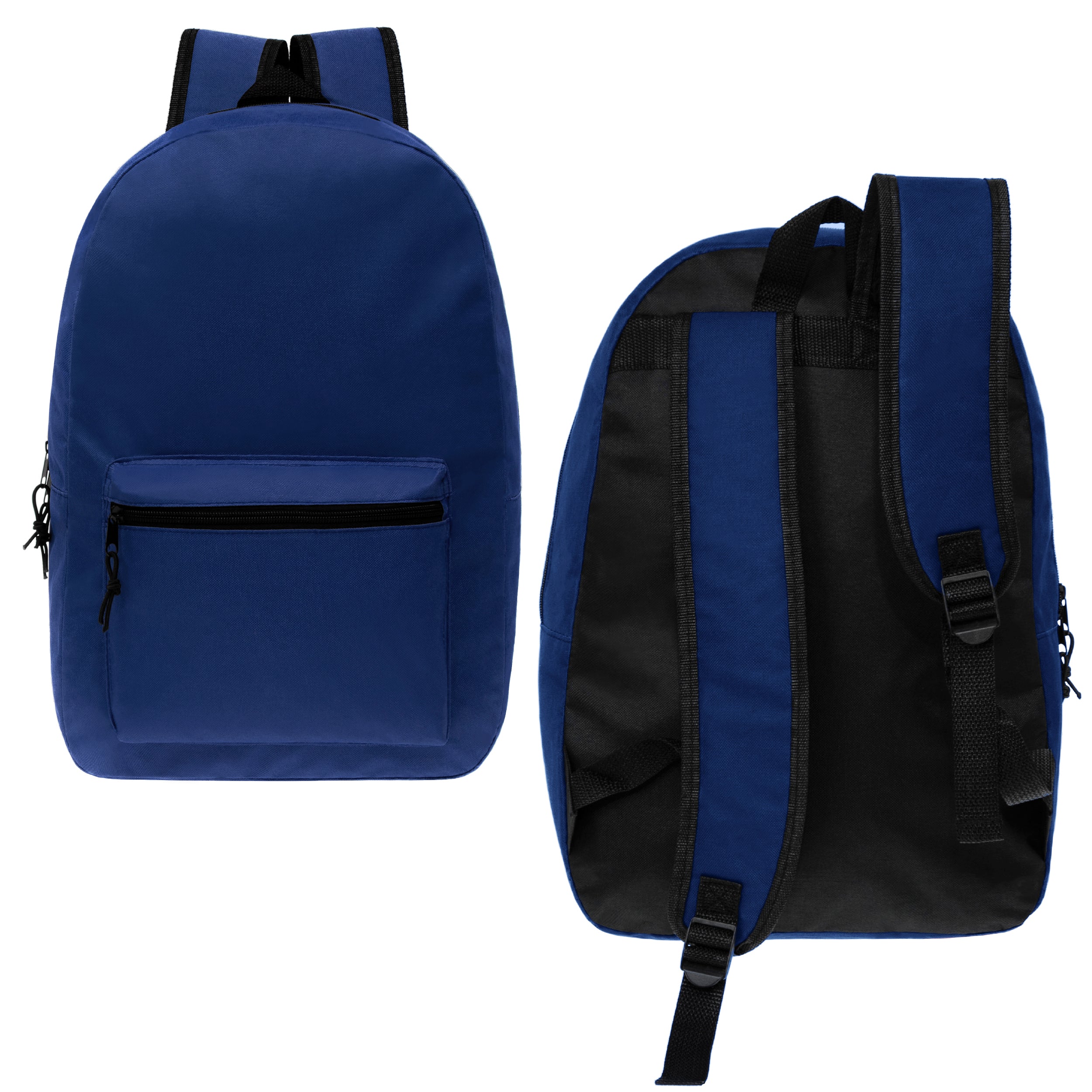 17 Inch navy blue wholesale backpack in bulk
