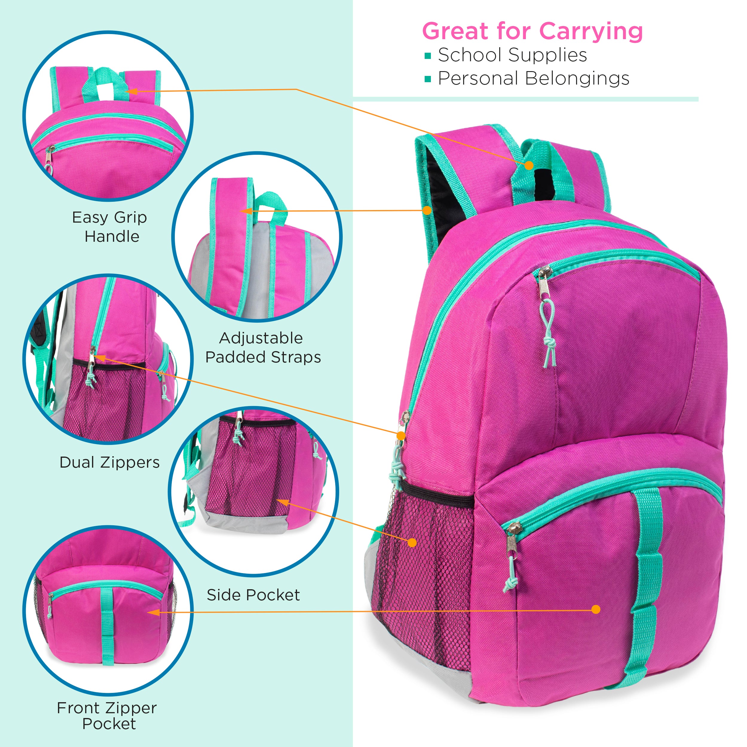 17" cheap wholesale bungee backpacks in bulk