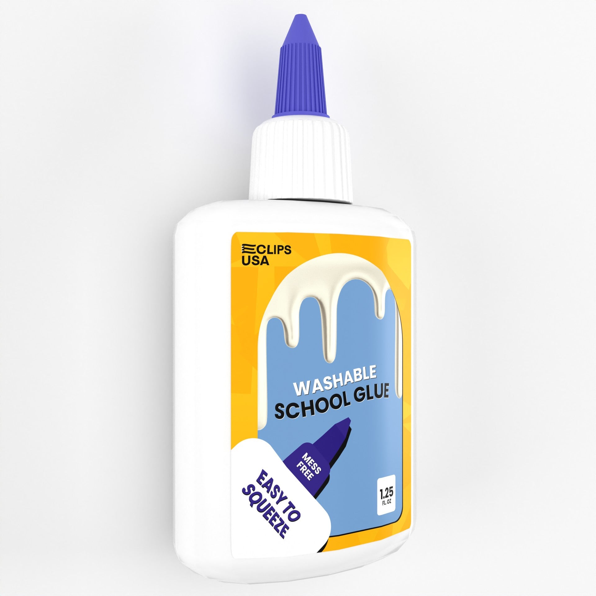 Wholesale Washable School Glue in White - 1.25 Oz Squeeze Bottle - Bulk Case of 72