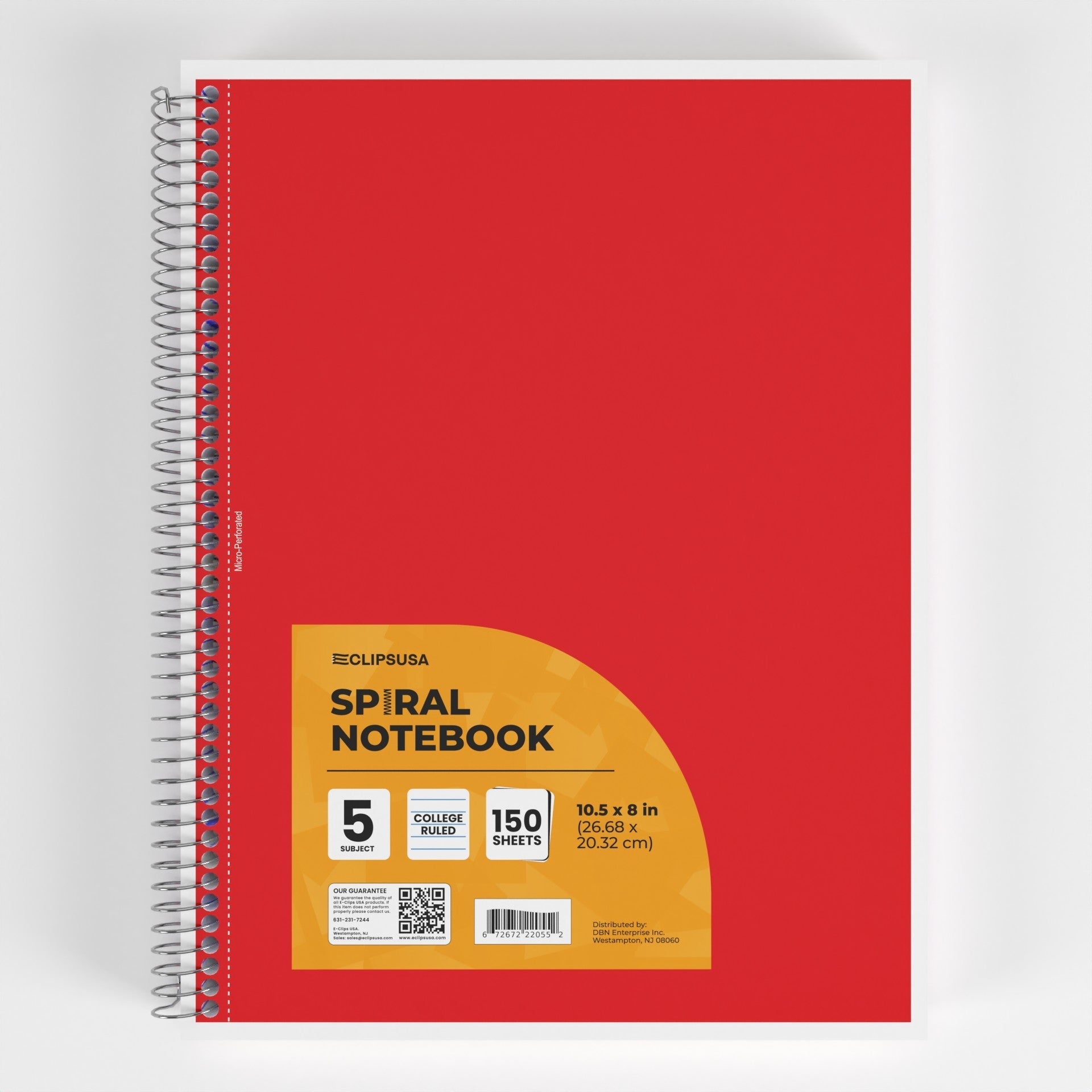 Front facing image of 5-Subject Spiral Notebook.