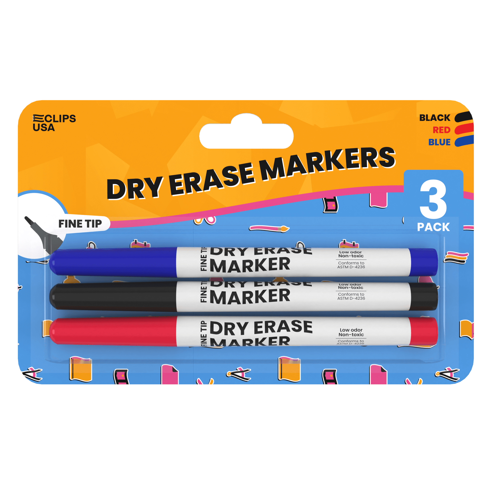 Front facing image of Dry Erase Markers.