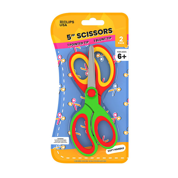 6" Wholesale Kids Scissors - Blunt Tip & Pointy Tip 2 Pack - Bulk Case of 48 Packs - 96 Total Scissors