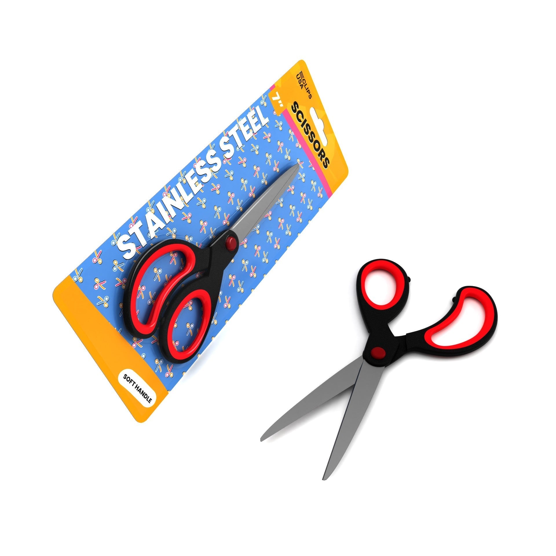 Multipurpose Scissors - 7 Inches, Pointed Tip, Soft Handle, Stainless Steel