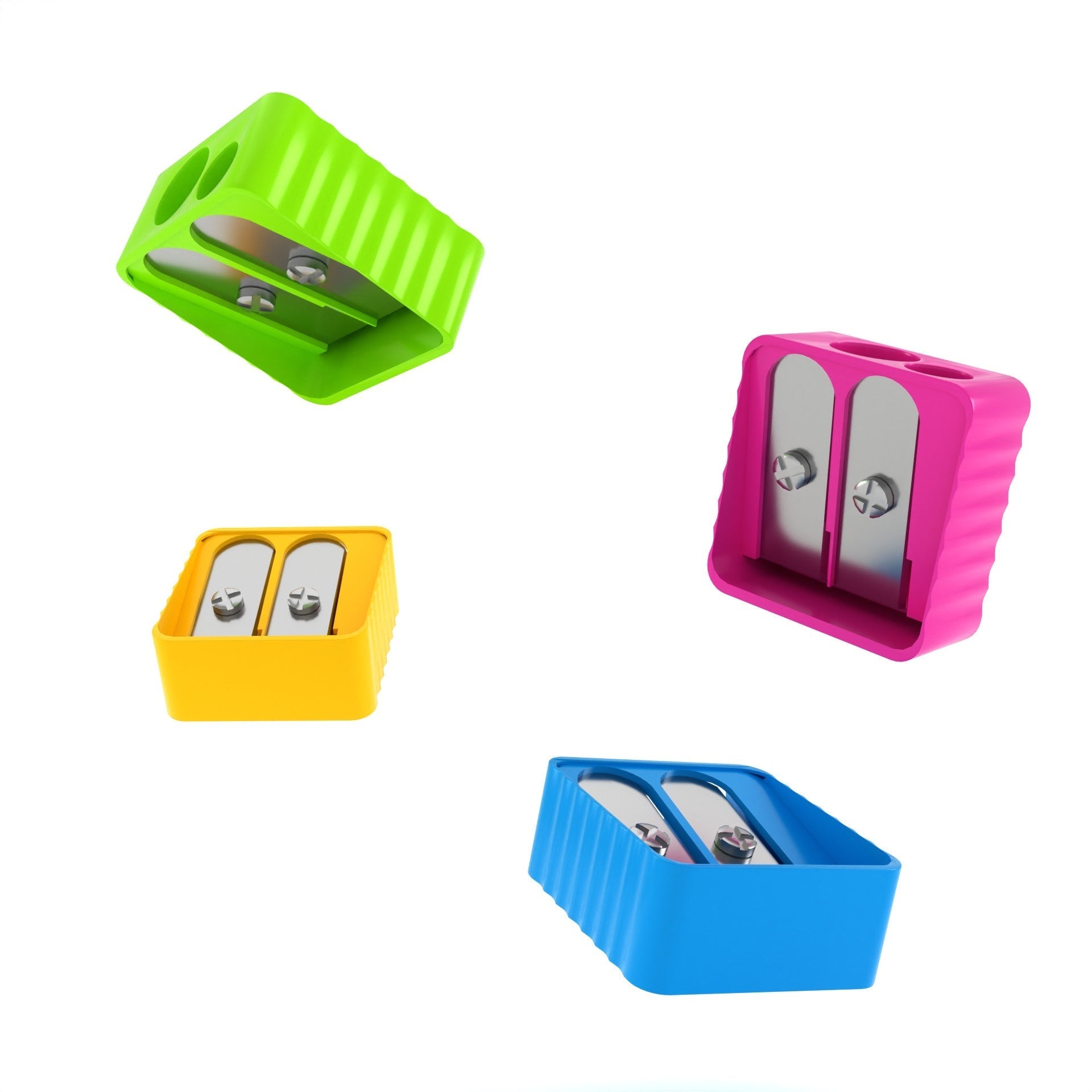 Handheld Pencil Sharpeners - Double Hole For Pencil And Crayon, Assorted Colors