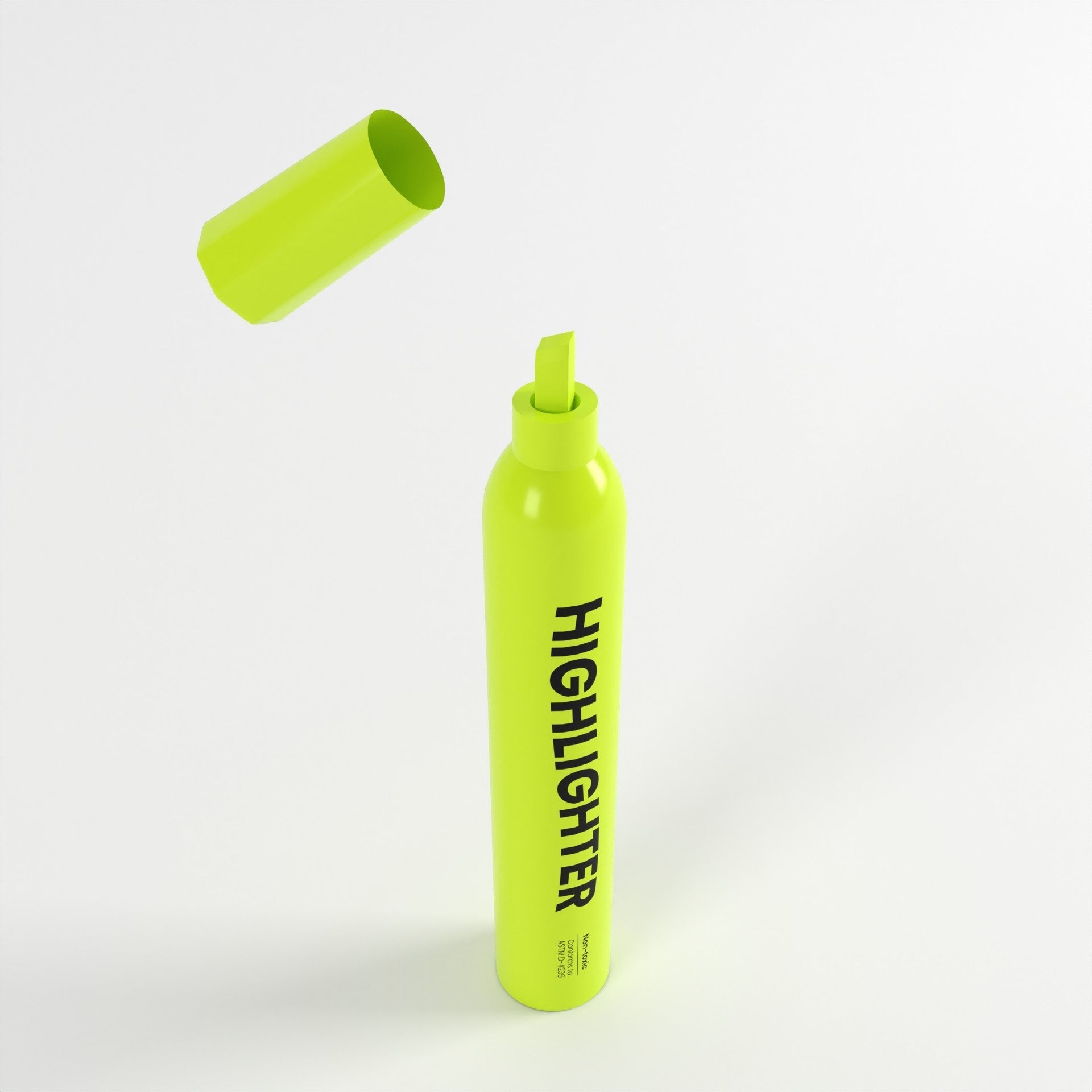 Fluorescent Highlighter Pen - Non-toxic, Yellow, Chisel-tip