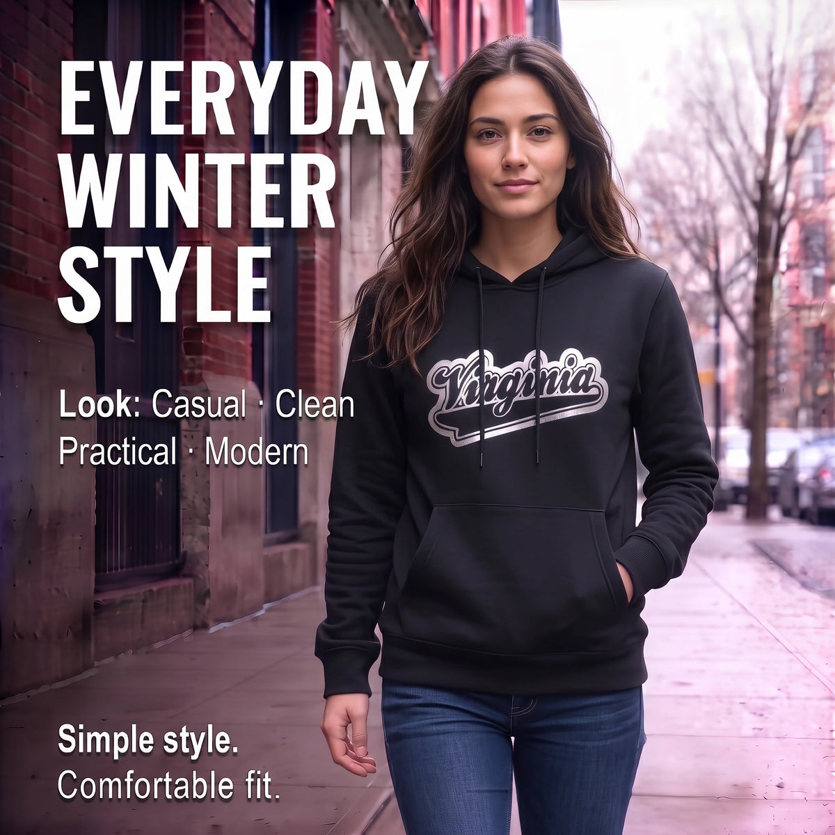 Winter Hoodie Virginia Assorted Sizes - Bulk Case of 12