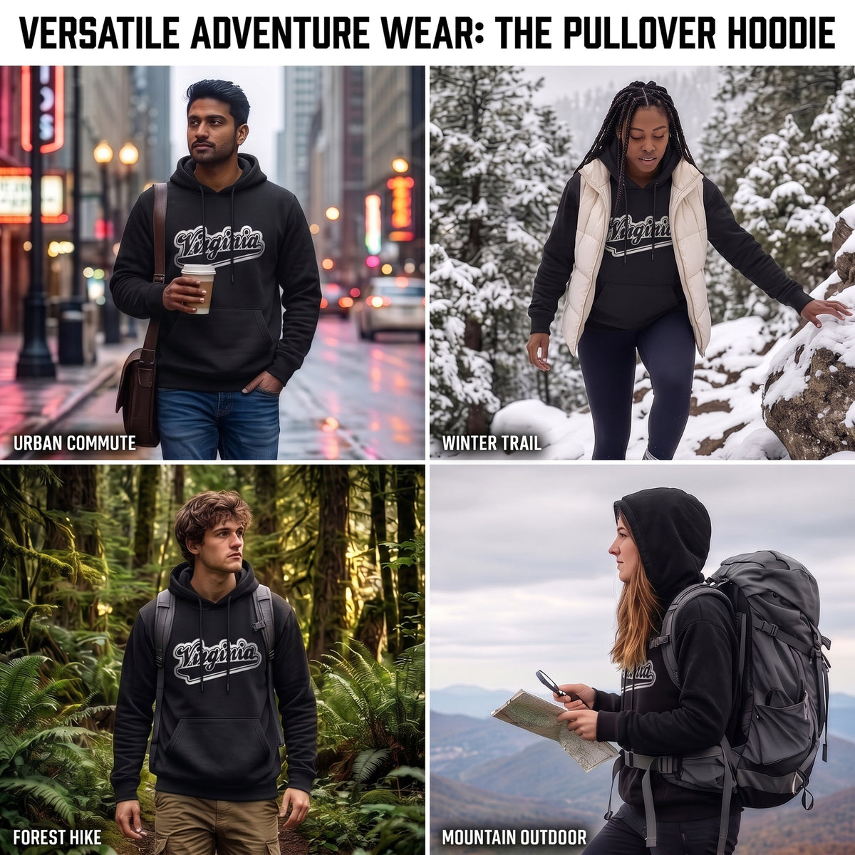 Winter Hoodie Virginia Assorted Sizes - Bulk Case of 12