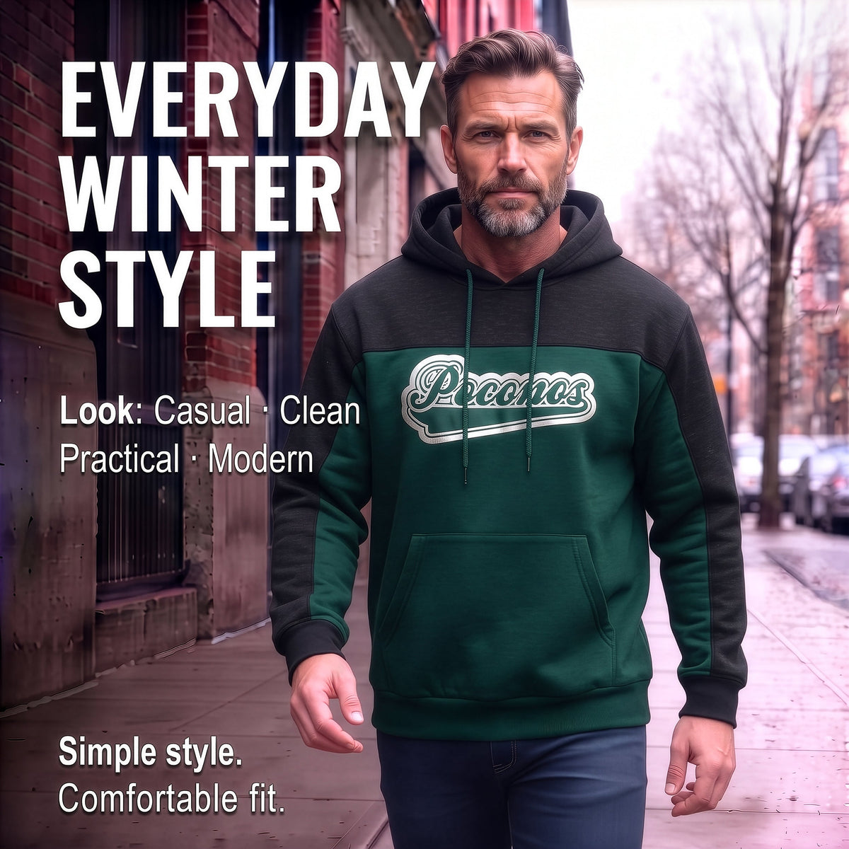 Winter Hoodie Poconos Assorted Sizes - Bulk Case of 12