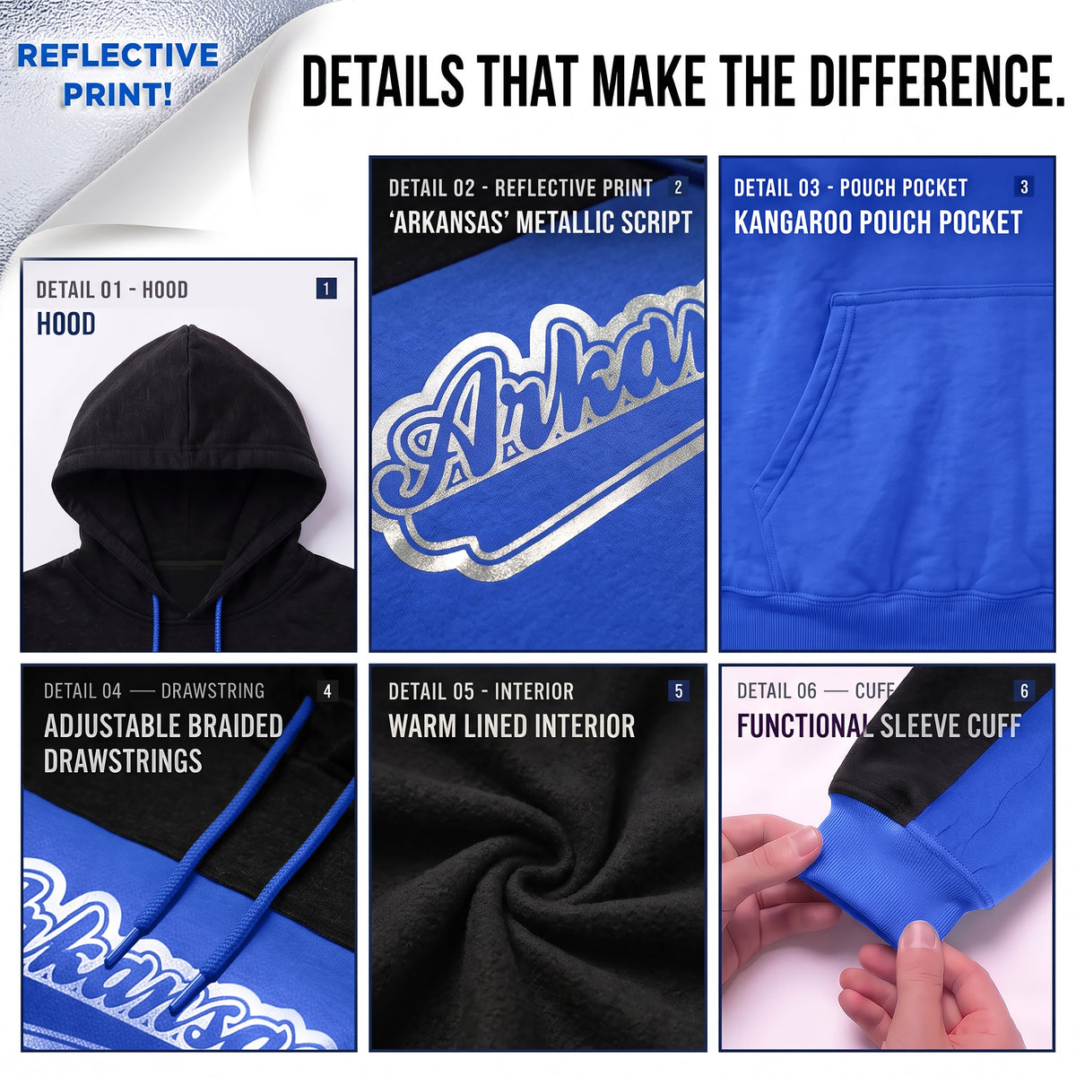 Winter Hoodie Arkansas Assorted Sizes - Bulk Case of 12