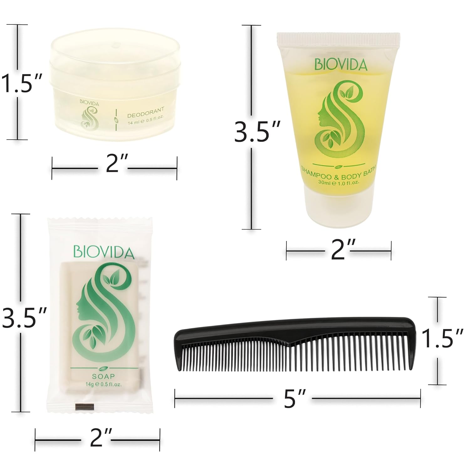 9 Piece Biovida Deluxe Wholesale Hygiene Kits - Bulk Toiletries - Case of 96