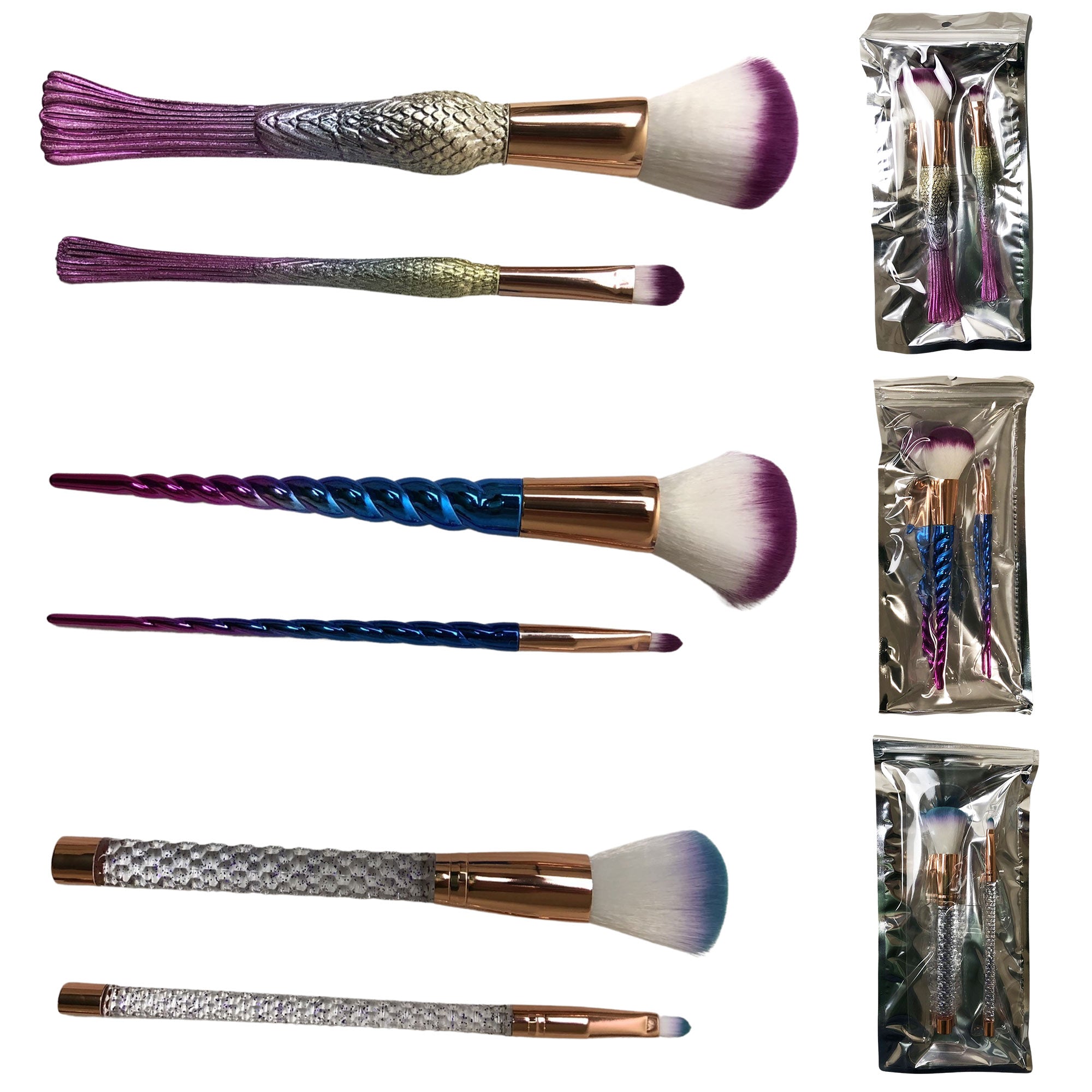 CLEARANCE MAKEUP BRUSHES - 2 PACK (CASE OF 24 - $2.50 / PIECE)  Wholesale 2 Piece Makeup Brush Set SKU: 869-24