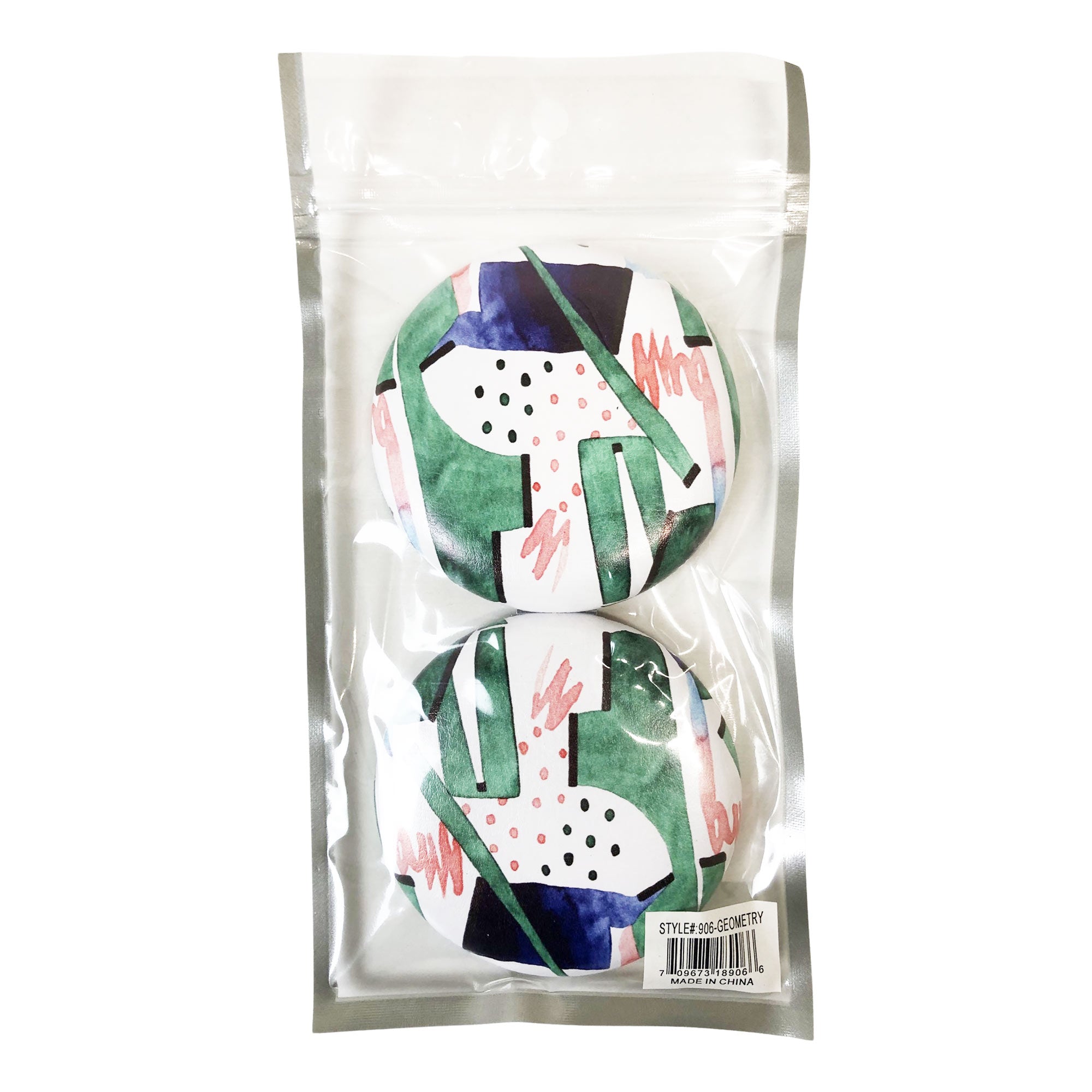 CLEARANCE COSMETIC MIRRORS GEOMETRIC PRINTS (CASE OF 48 - $1.50 / PIECE)  Wholesale Round Cosmetic Mirrors in Assorted Prints SKU: 906-GEOMETRY-48