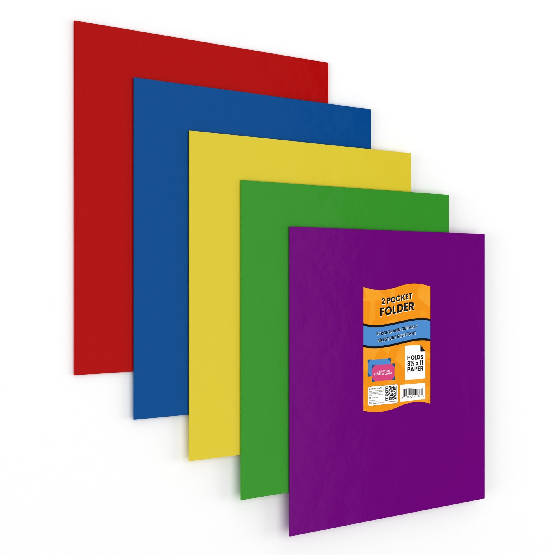 Wholesale Folders in 5 Assorted Colors for Back to School Students - Bulk Case of 100 Folders