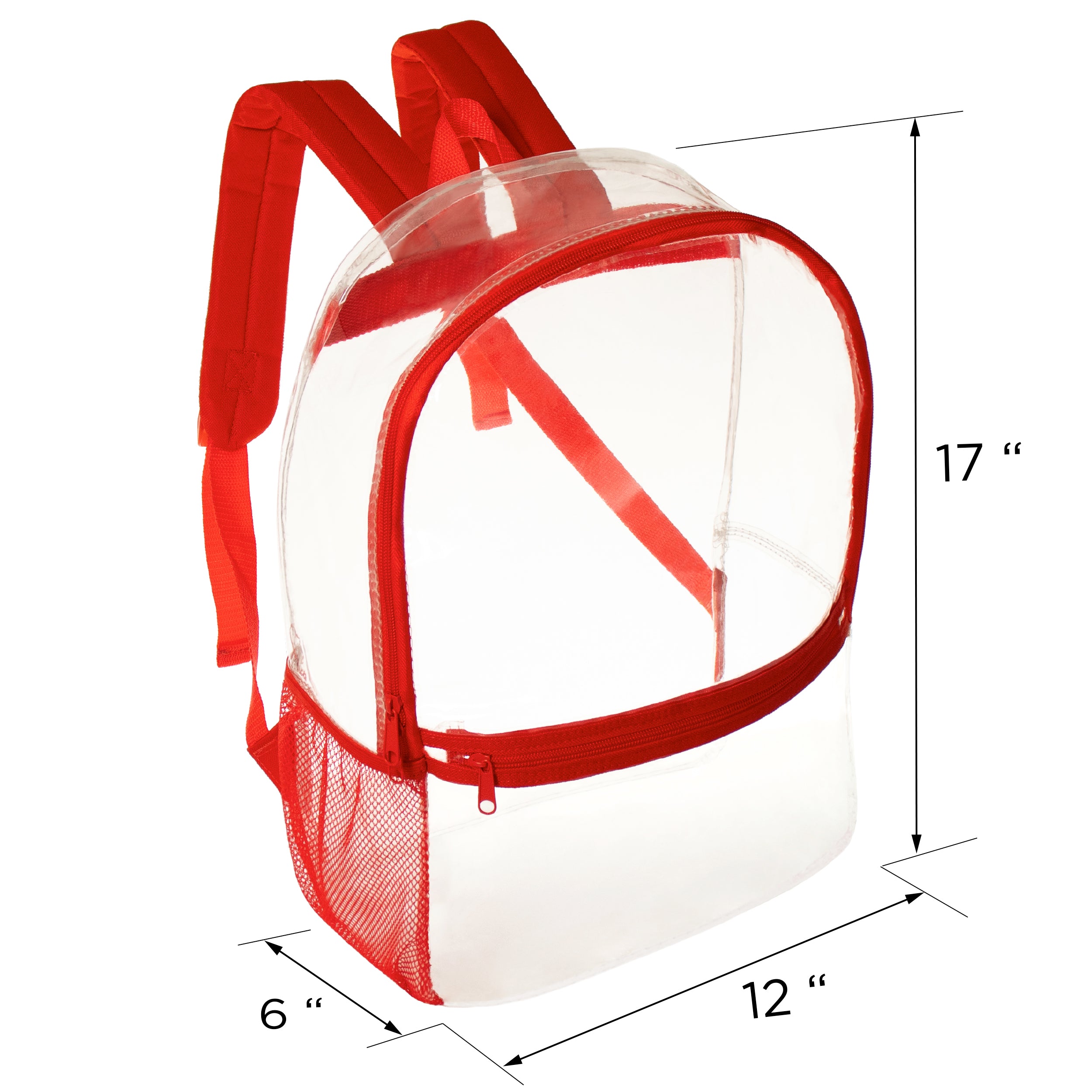 17” Wholesale Clear PVC Backpacks in Assorted Colors – Bulk Case of 24 Bookbags