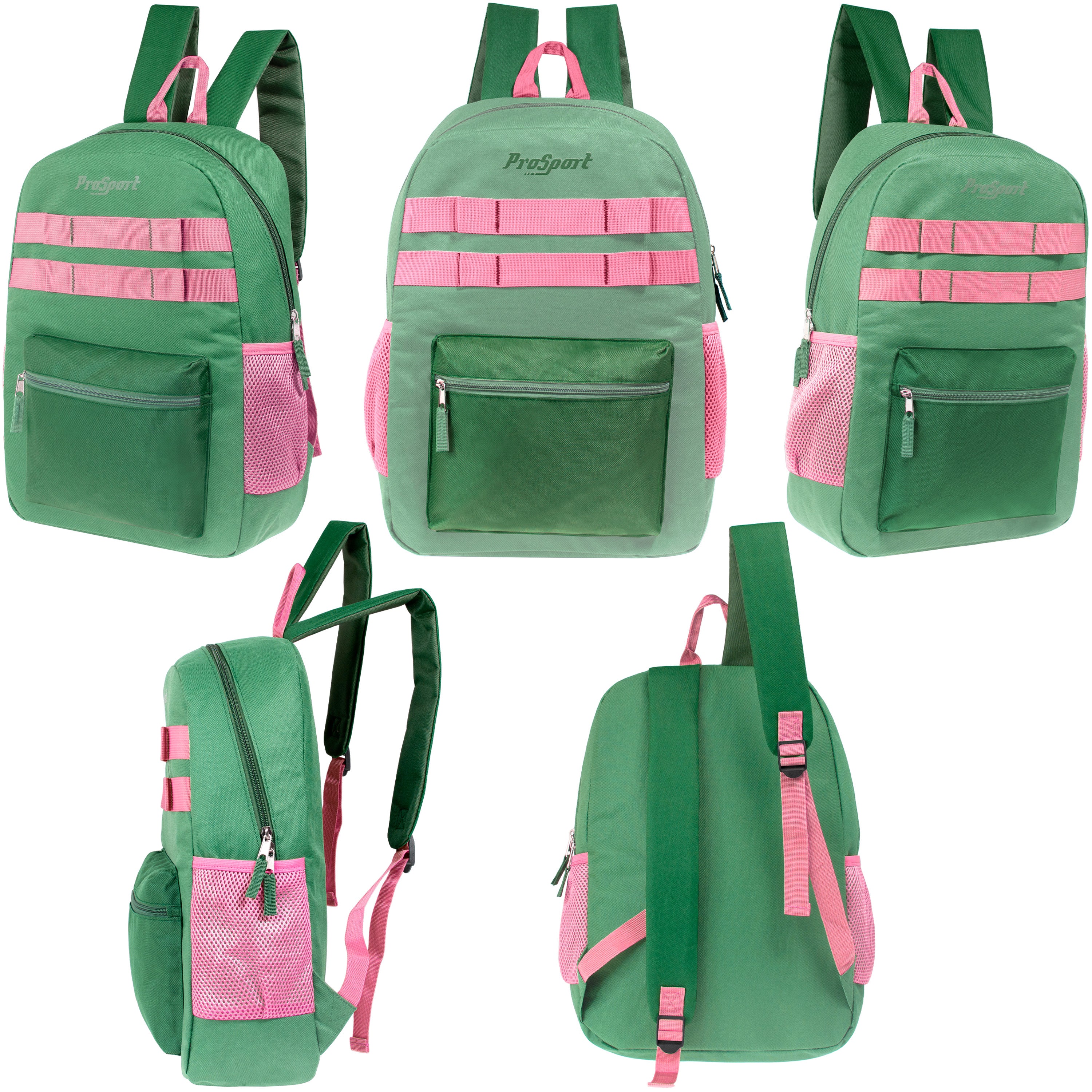 Wholesale 17" Multi Color Backpacks in 3 Assorted Colors - Bulk Case of 24 Bookbags