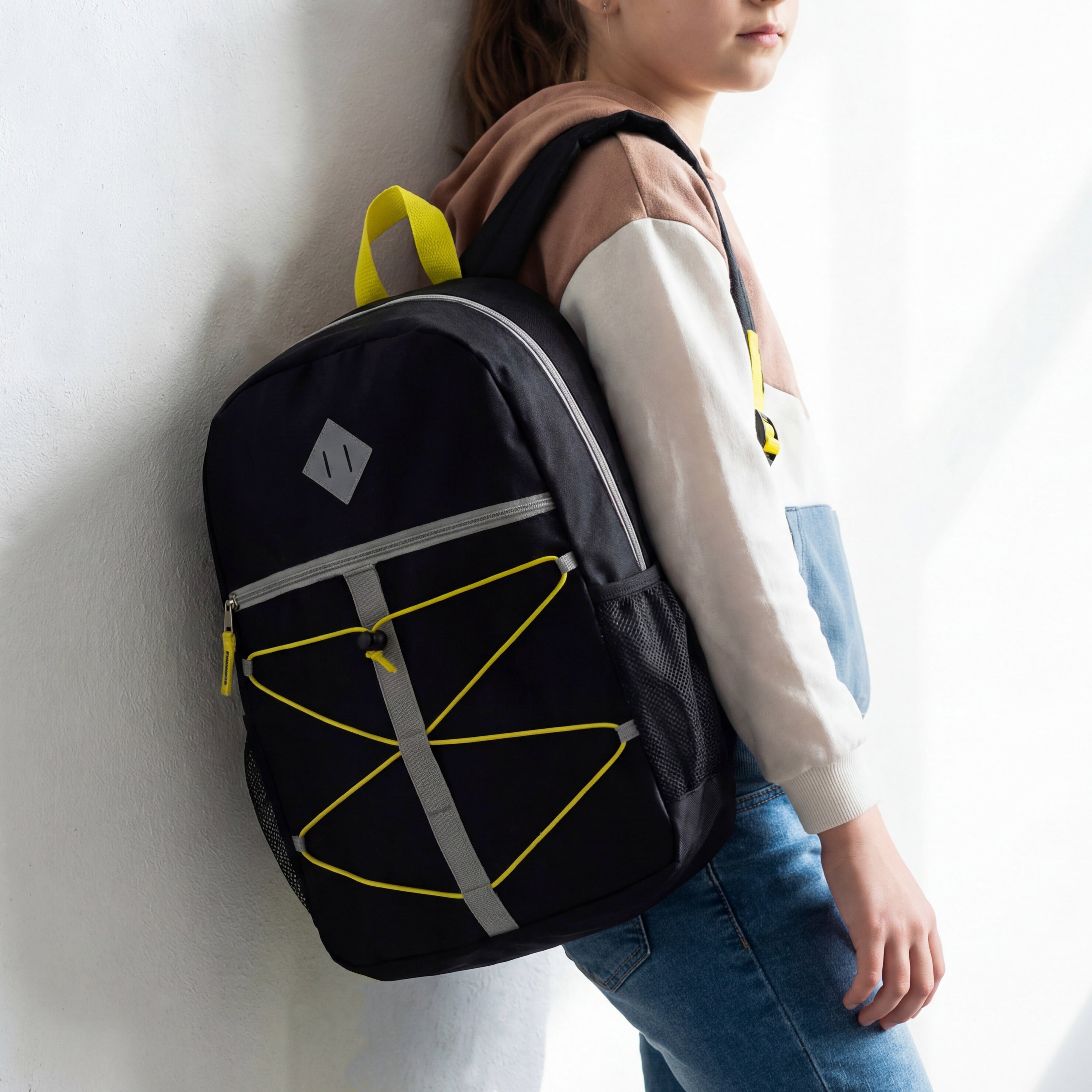17" Bungee Wholesale Backpacks in 6 Colors with Side Pockets - Bulk Case of 24 Bookbags