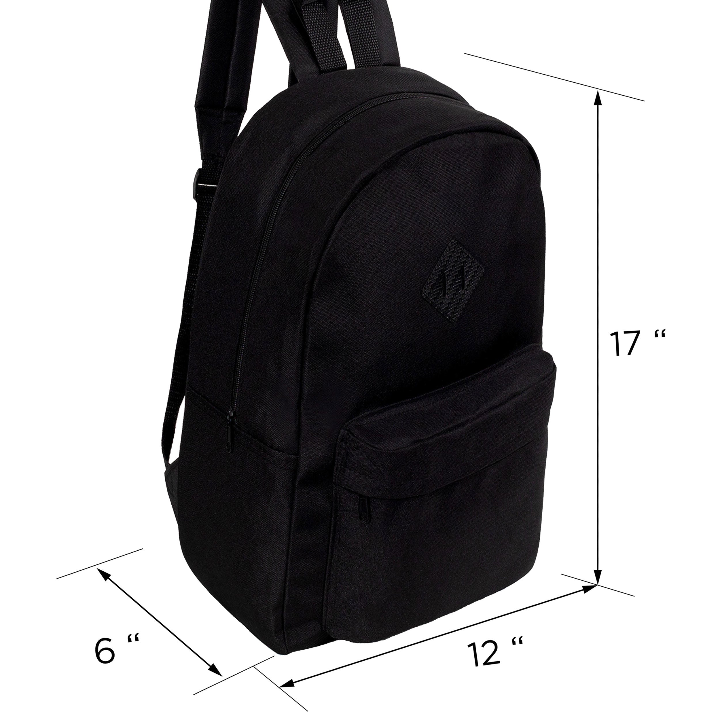 17" Wholesale Backpacks for School in Black - Padded Back  - Bulk Case of 24 Bookbags