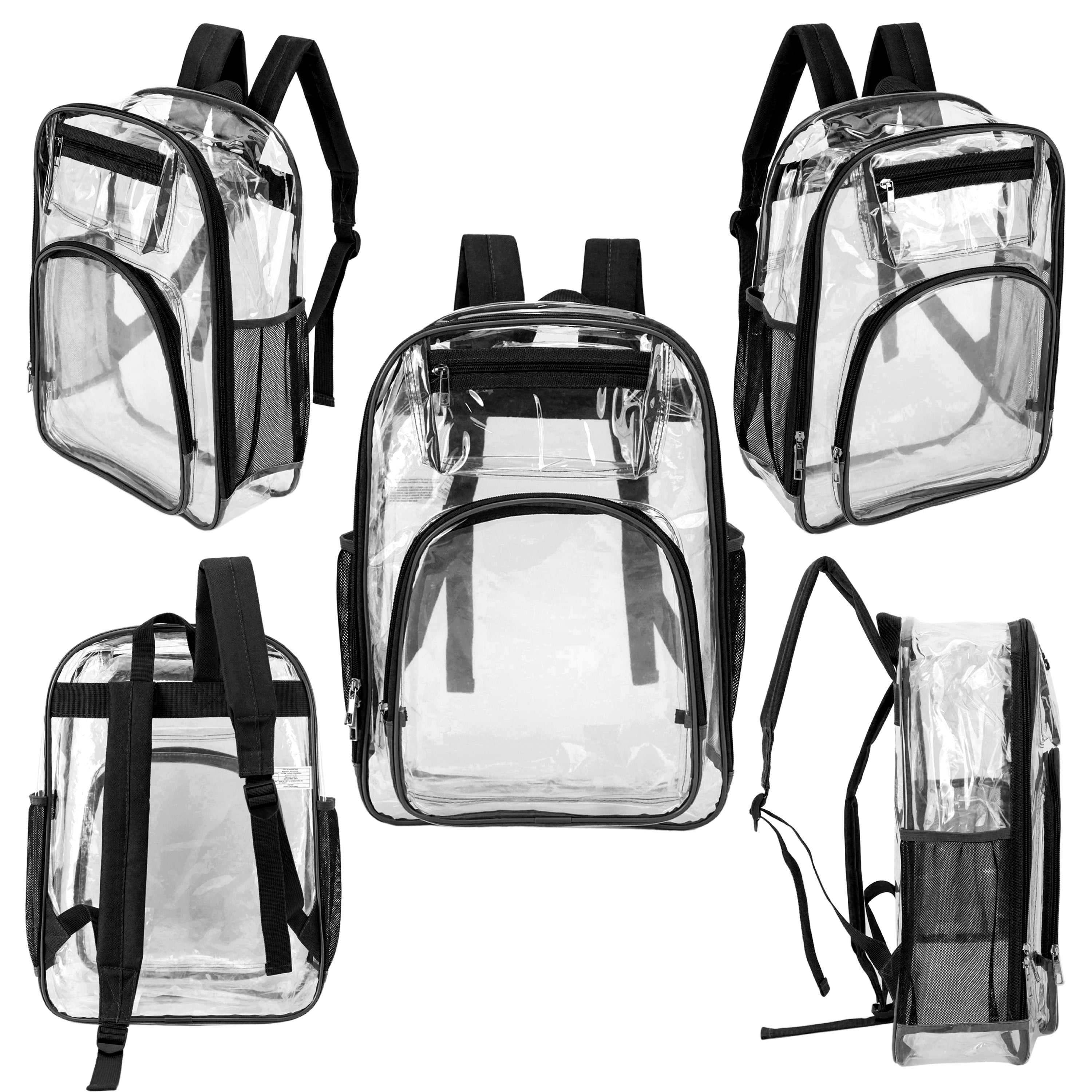 17" Premium Wholesale Clear Backpacks Assorted Colors - Bulk Case of 24 Transparent Bookbags