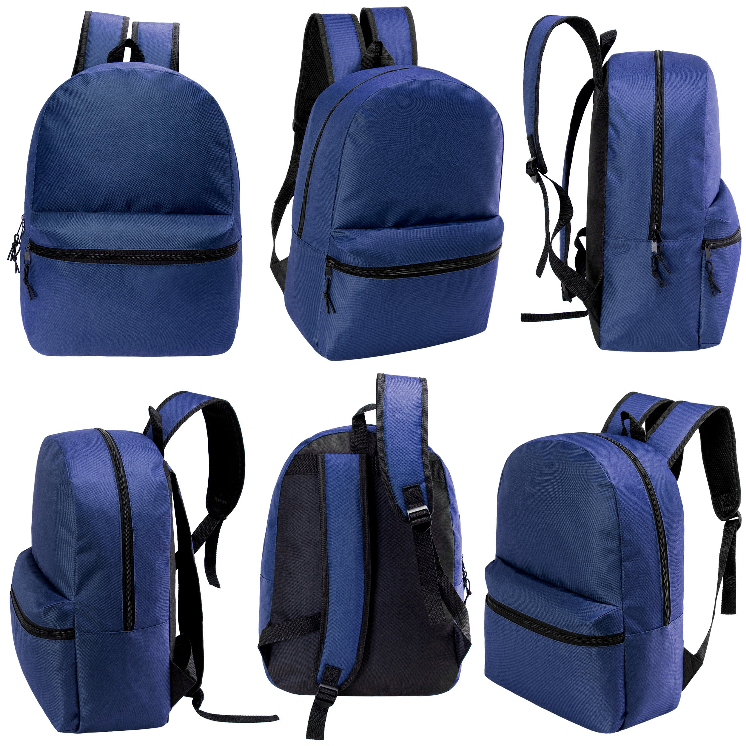 17" Kids Basic Wholesale Backpack in Navy - Bulk Case of 24 Backpacks