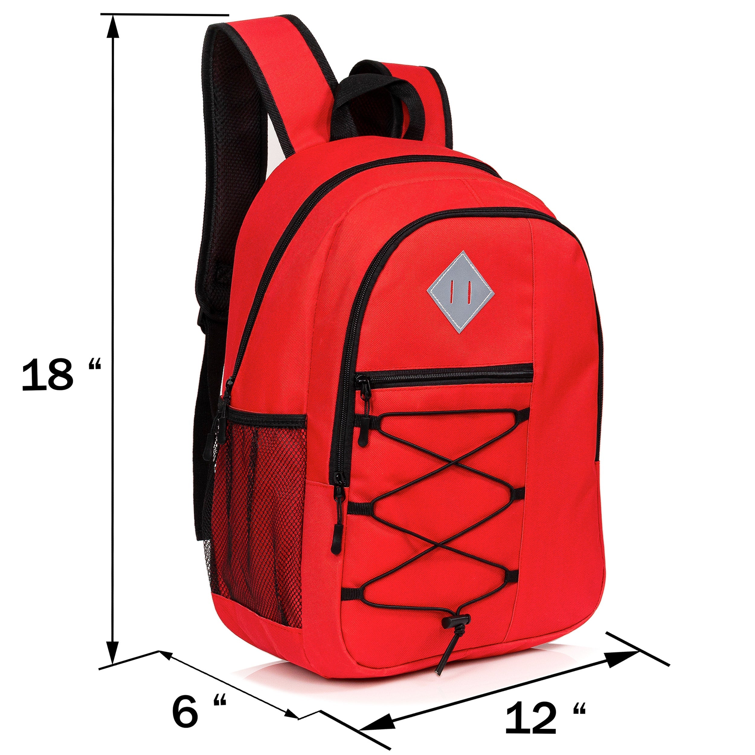 18" Wholesale Backpack - Bungee Design,  Padded Back, Laptop Sleeve - Bulk Case of 24
