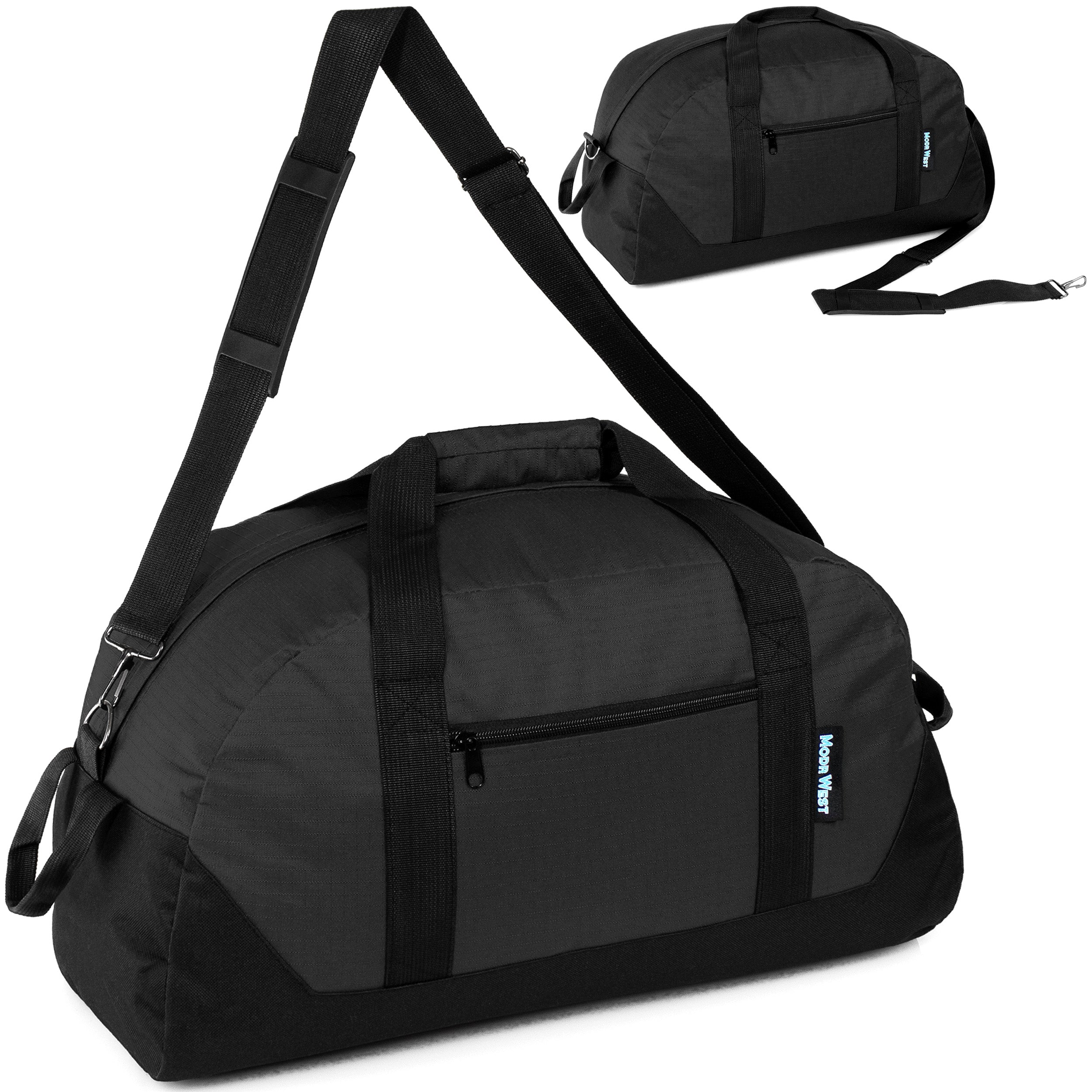20" Wholesale Duffle Bag in Black with a Removable Strap  - Bulk Case of 24 Duffels