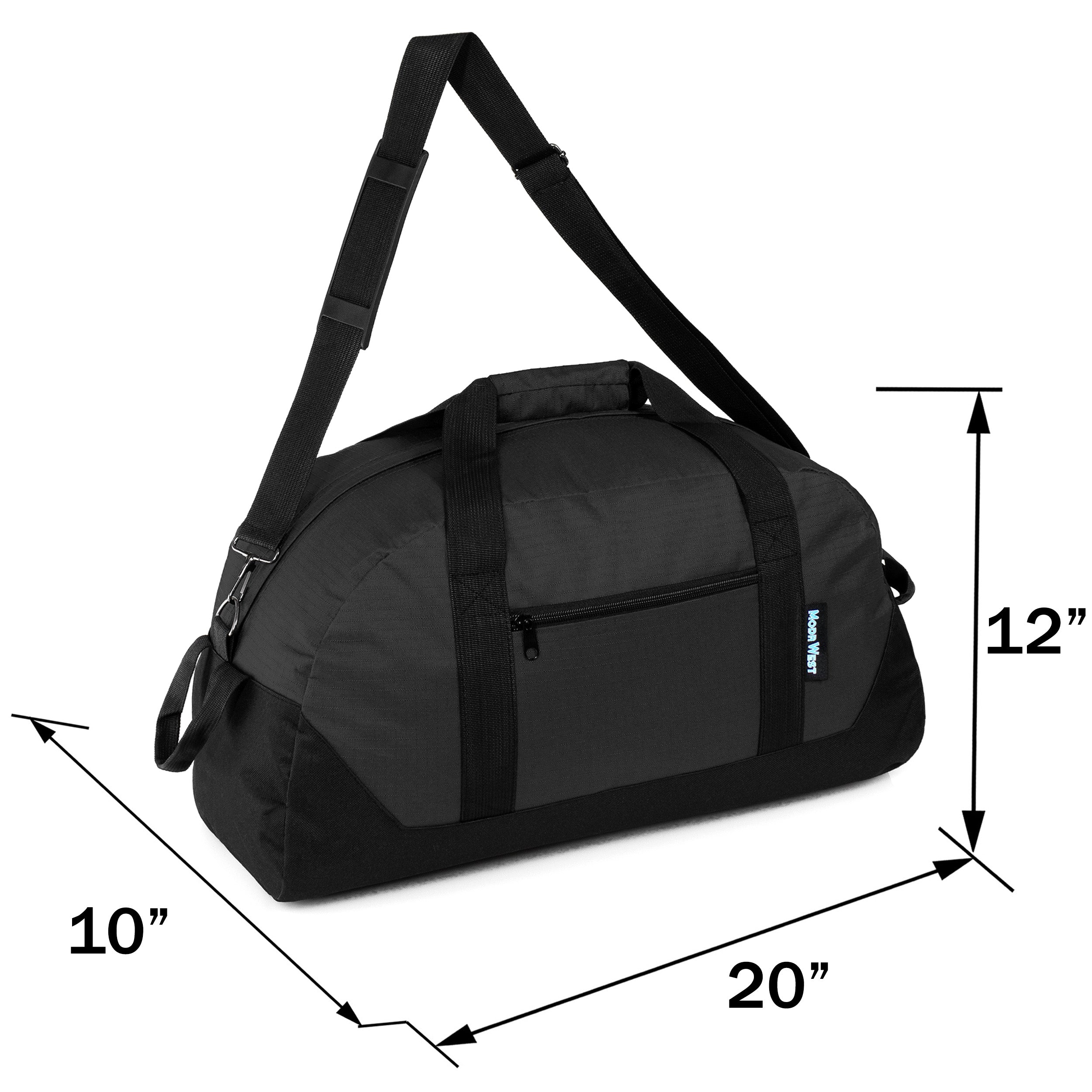 20" Wholesale Duffle Bag in Black with a Removable Strap - Bulk Case of 24 Duffels