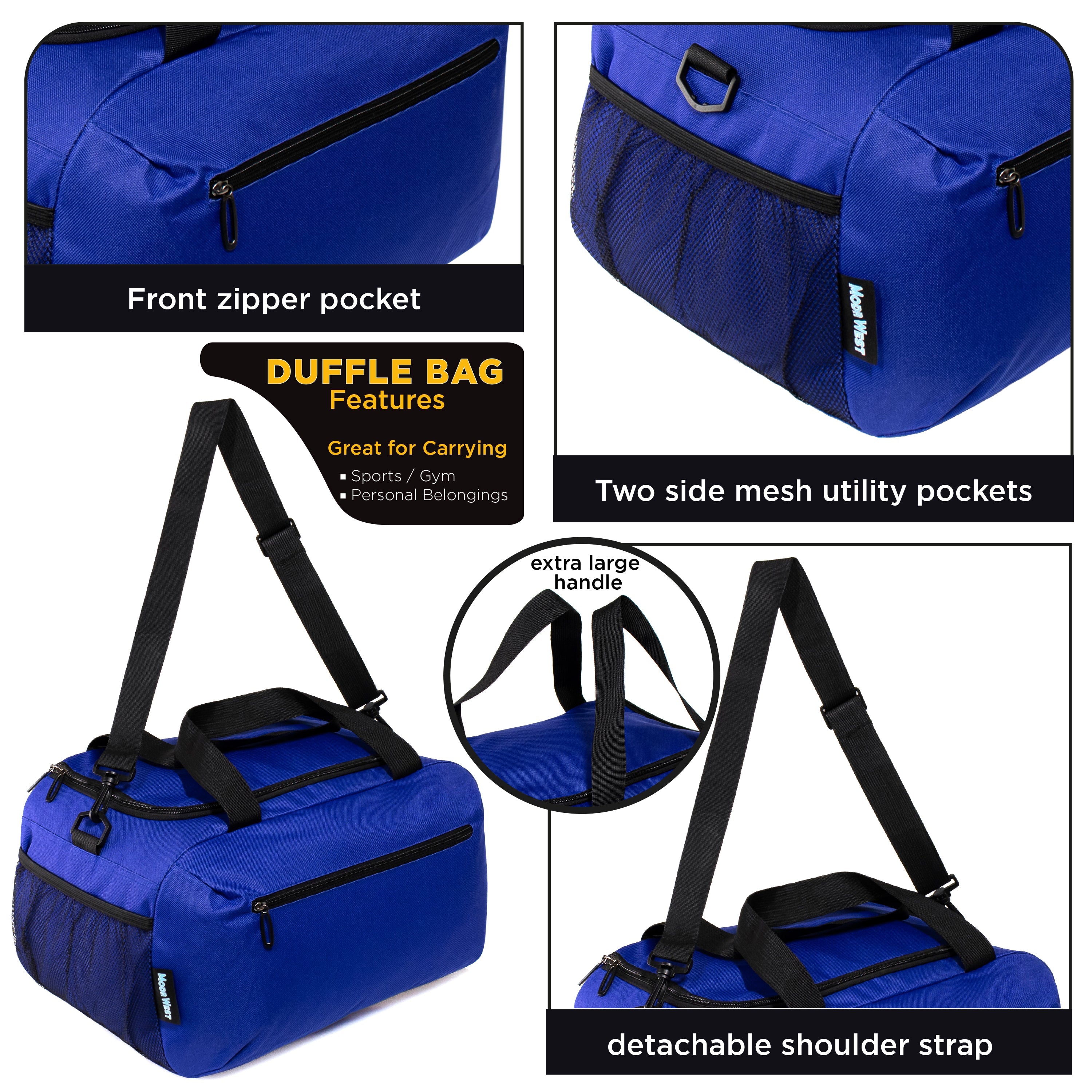 24" Wholesale Duffel Bags in 5 Assorted Colors - Bulk Case of 12 Duffles