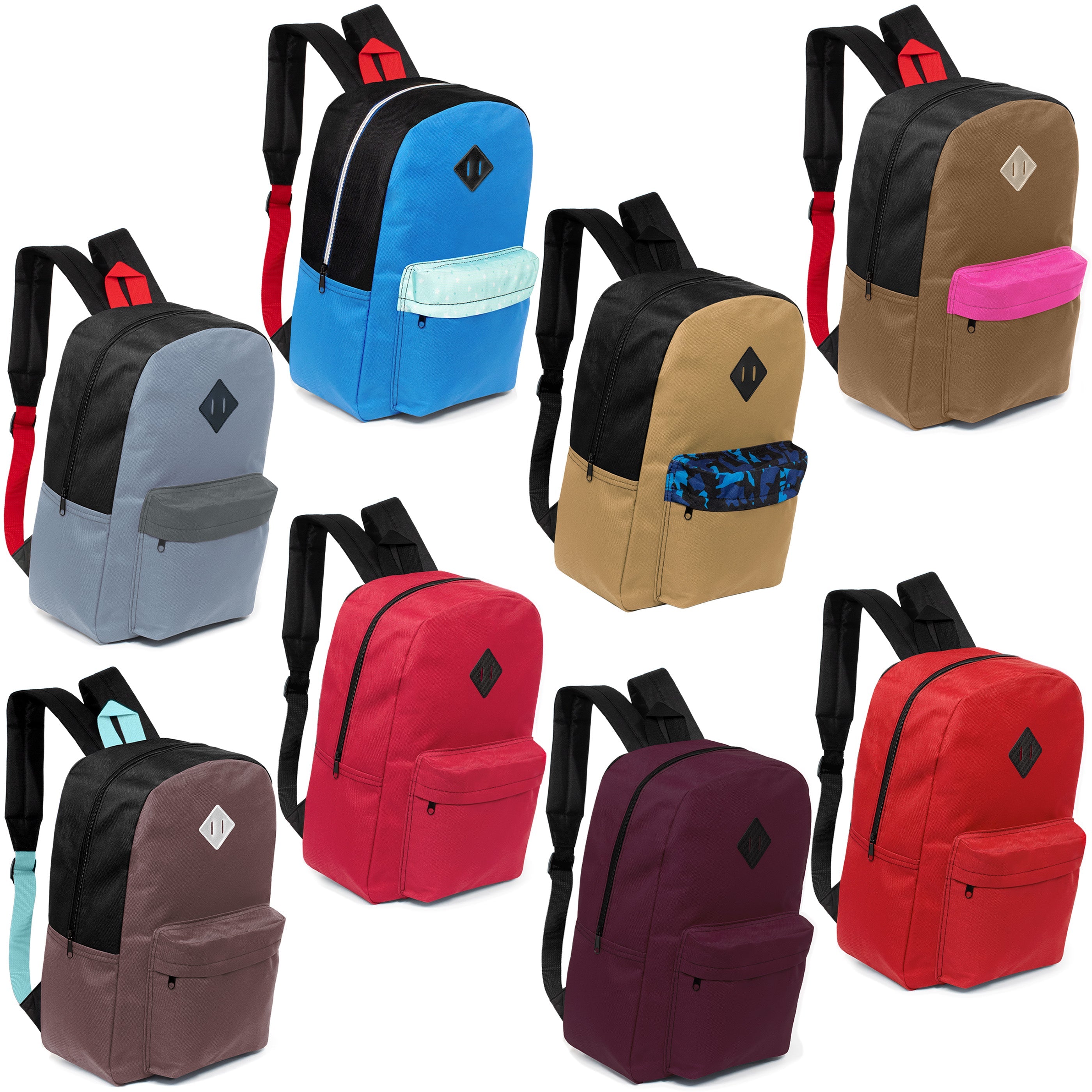 back to school kids backpack Bulk Case of 24 Padded Back Student Bookbags for Charity Donations