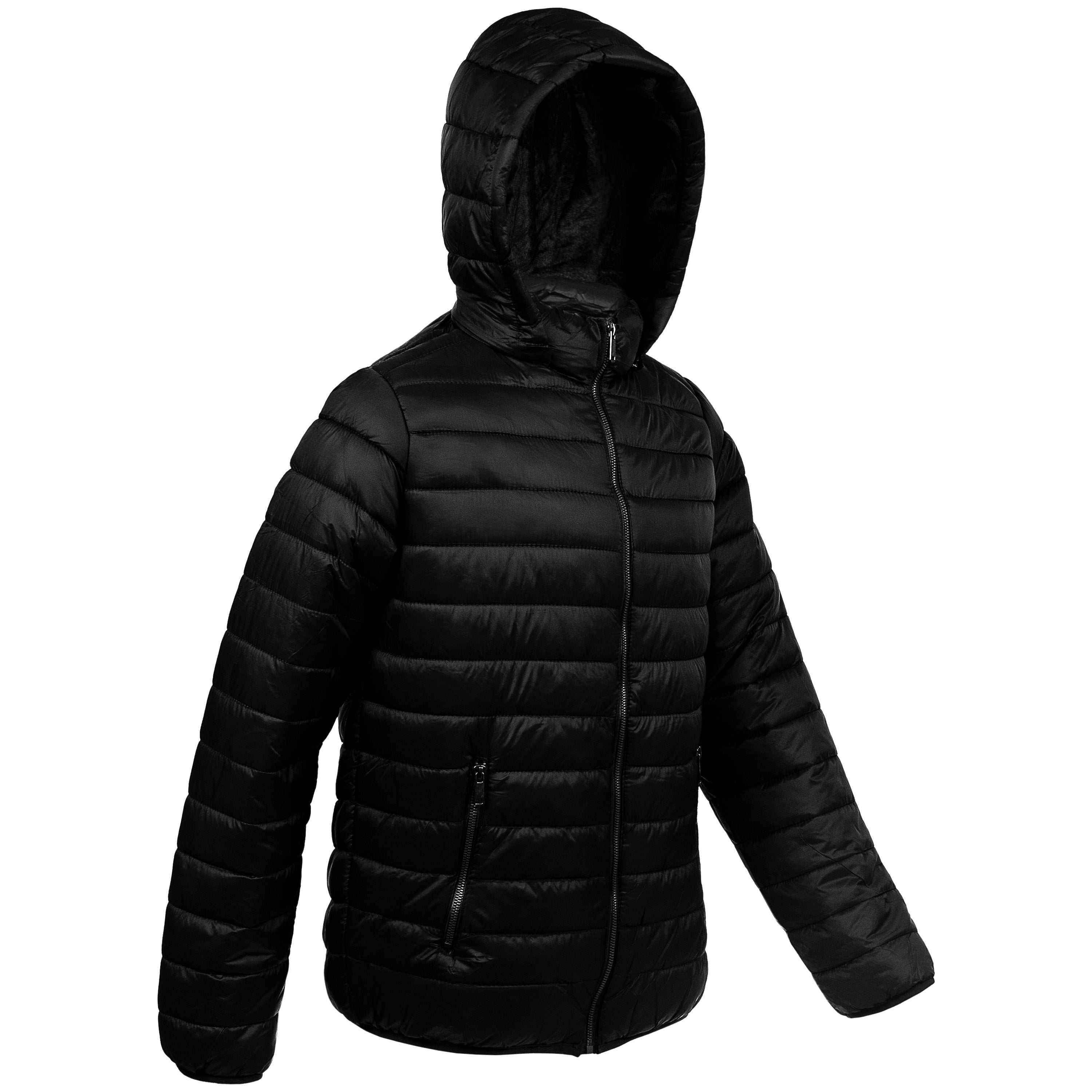 Men's Hooded Warm Winter Wholesale Coats in Black in Assorted Sizes - Bulk Case of 12 Winter Jackets