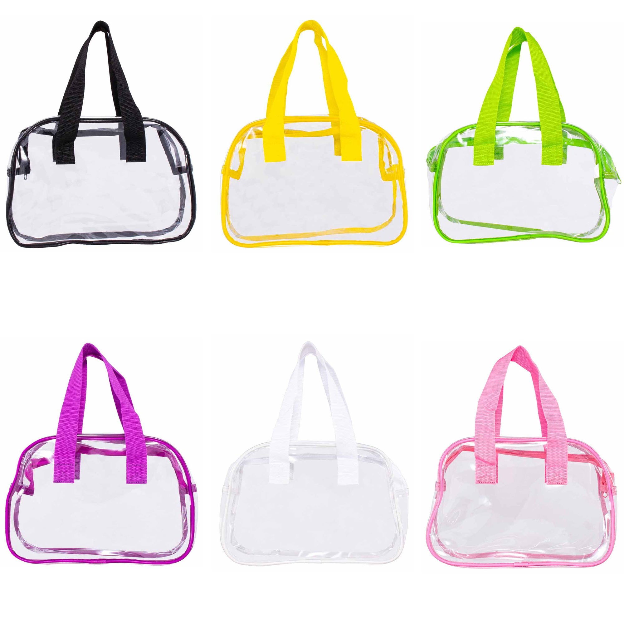 CLEARANCE WHOLESALE CLEAR SATCHEL (CASE OF 24 - $2.50 / PIECE) Wholesale Transparent Bag in Assorted Colors SKU: SATCHEL-24