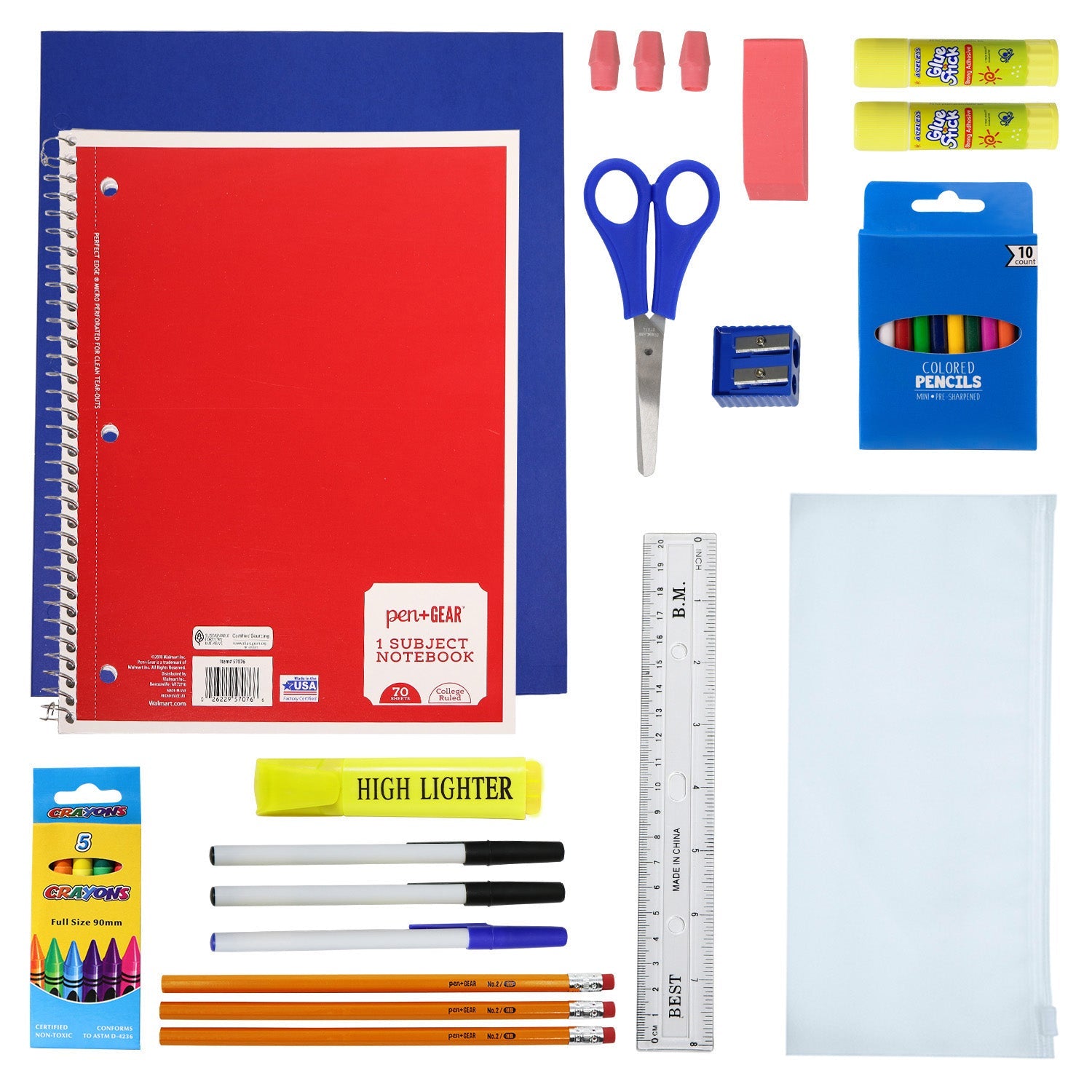 34 Piece Wholesale Premium School Supply Kits for Students - Bulk Case of 24 Kits