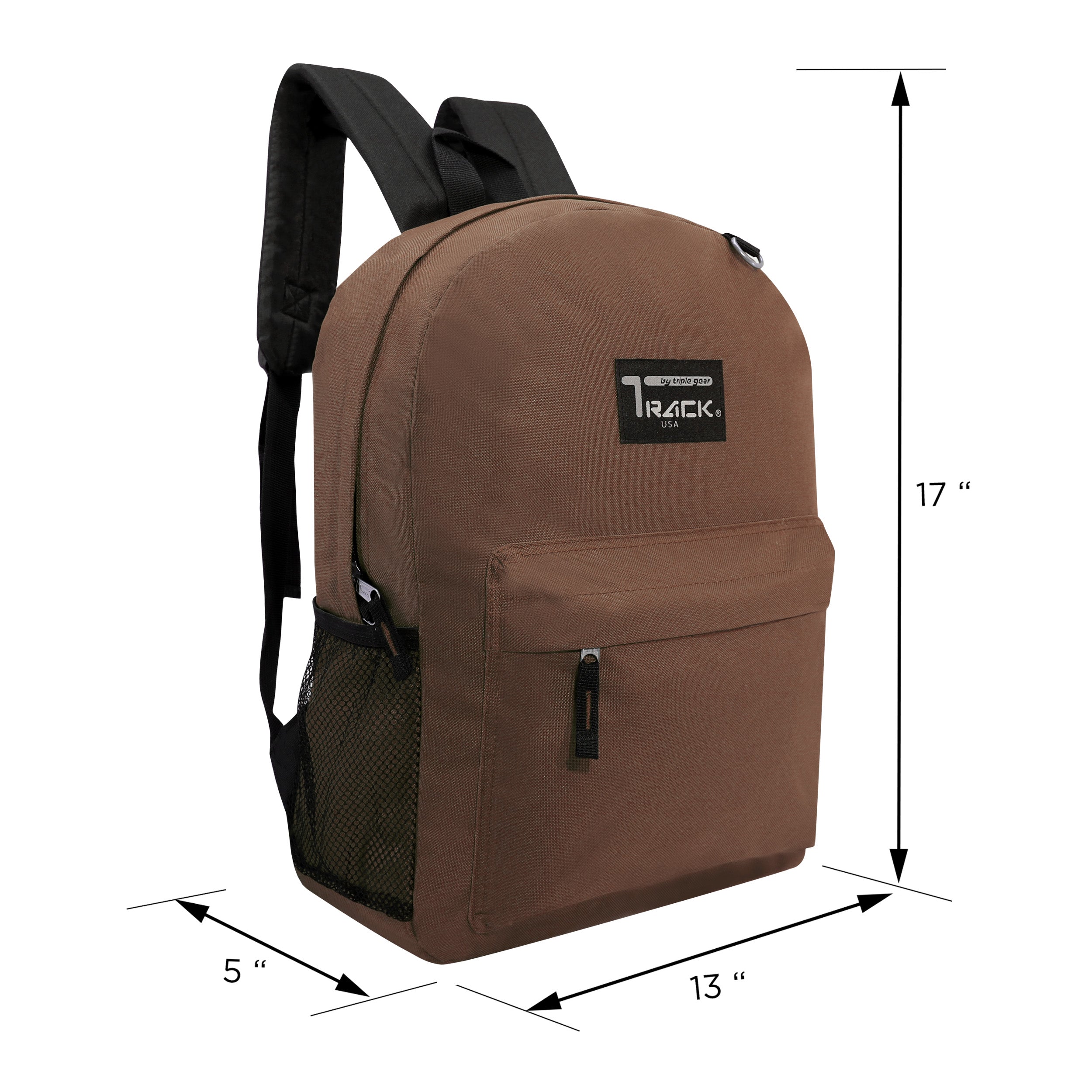 17" Wholesale Backpacks In Brown | Padded Back | Bulk Case of 24 Bookbags