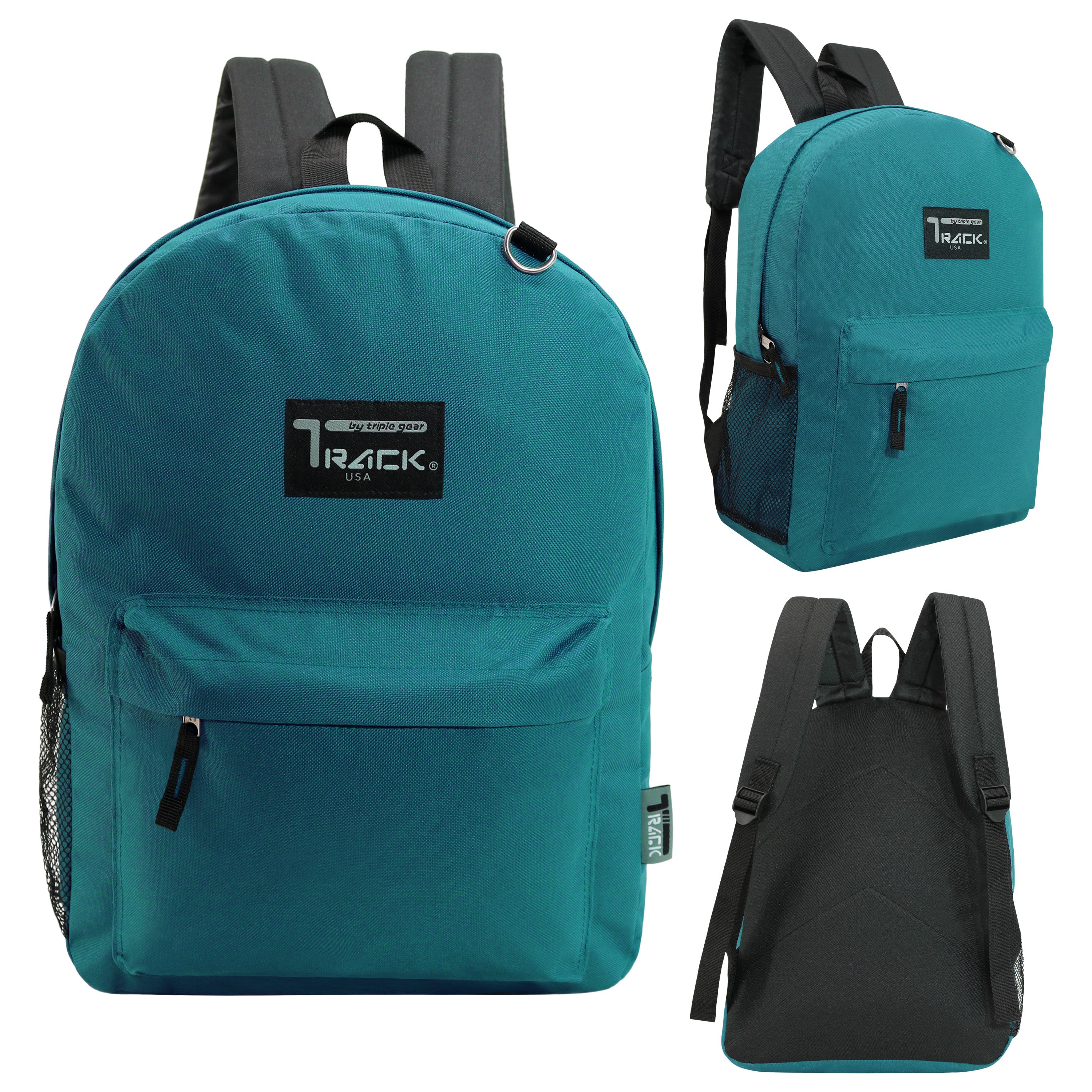 17" Wholesale Backpacks In Teal | Padded Back | Bulk Case of 24 Bookbags