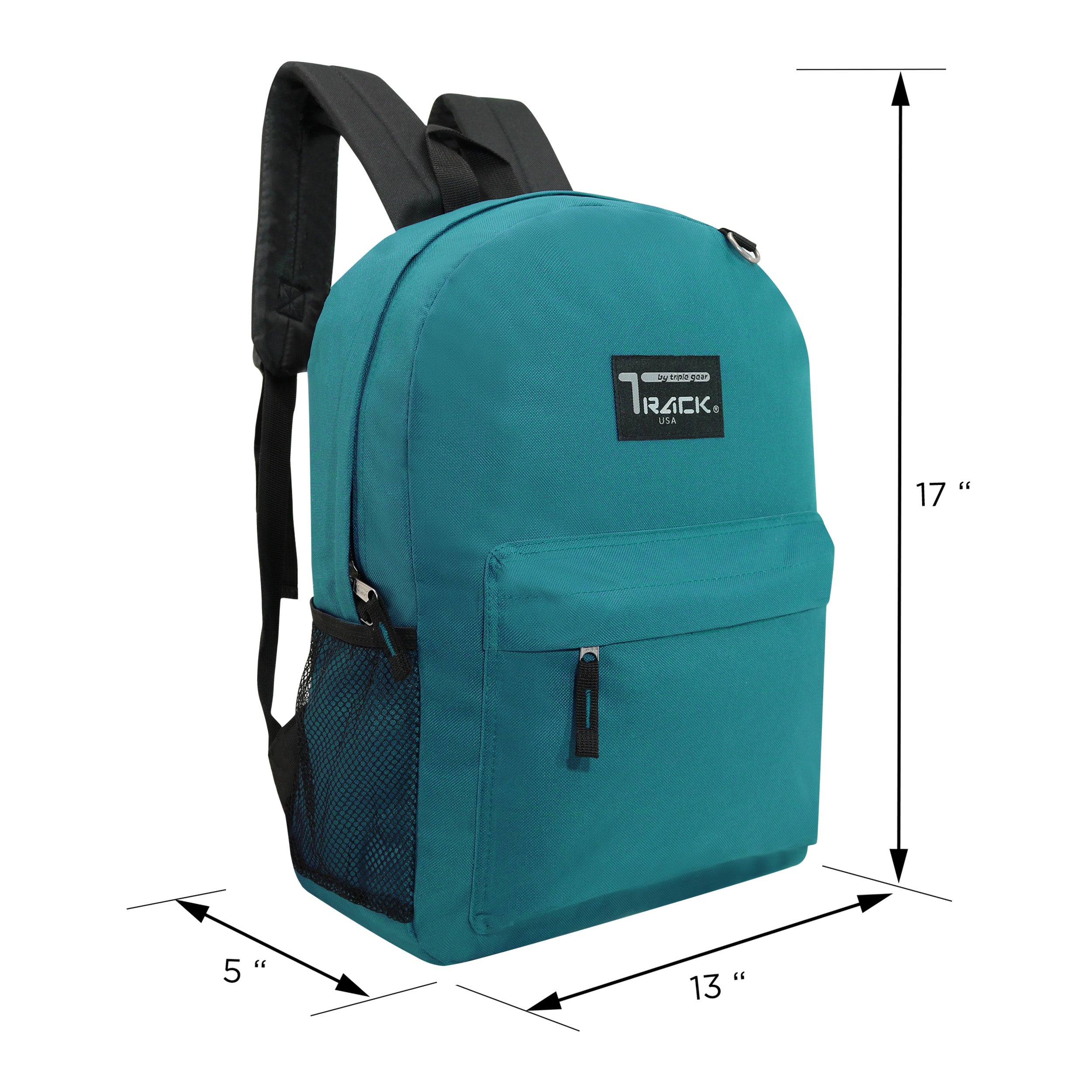 17" Wholesale Backpacks In Teal | Padded Back | Bulk Case of 24 Bookbags