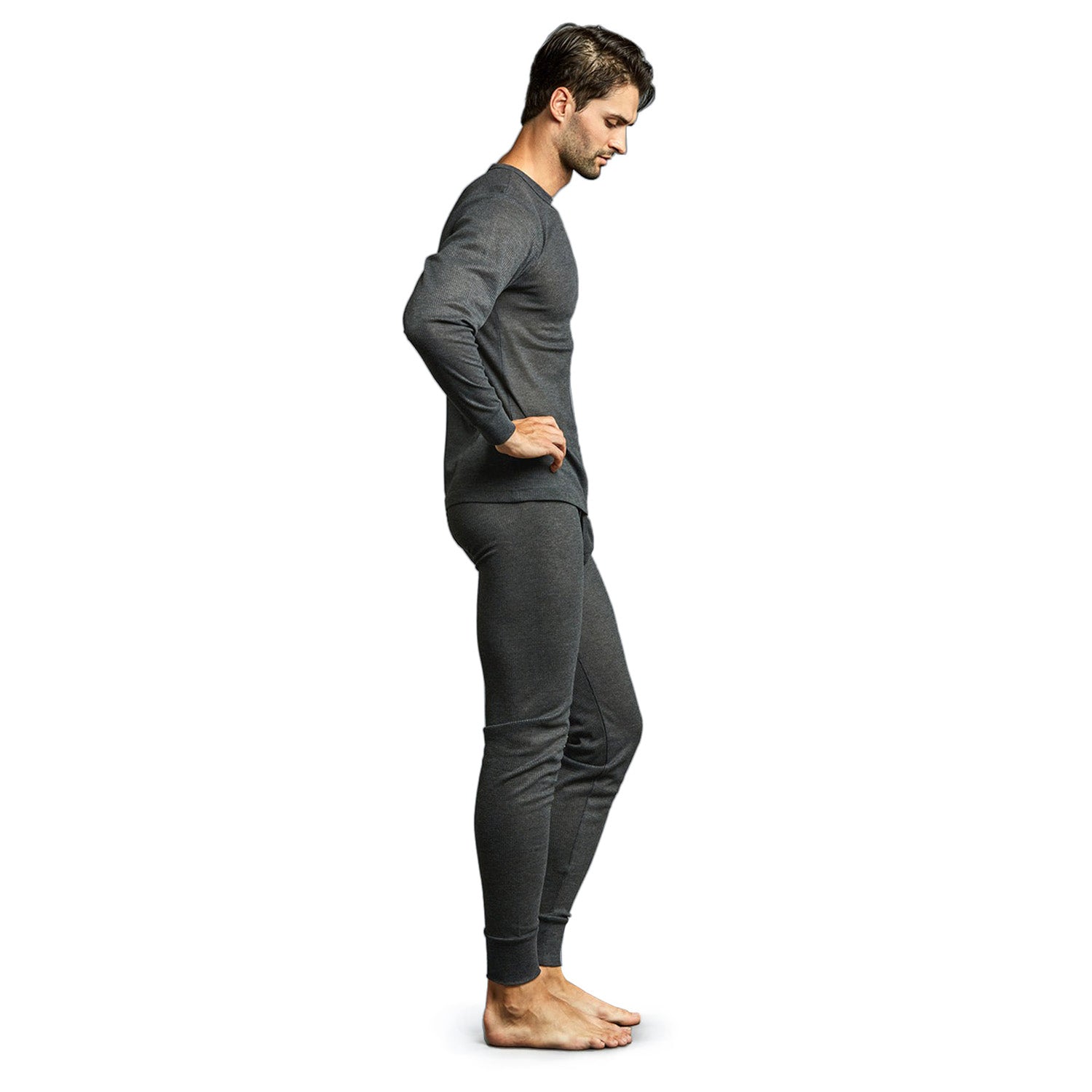 Men's Charcoal Winter Thermal Underwear Set Assorted Sizes - Bulk Case of 24
