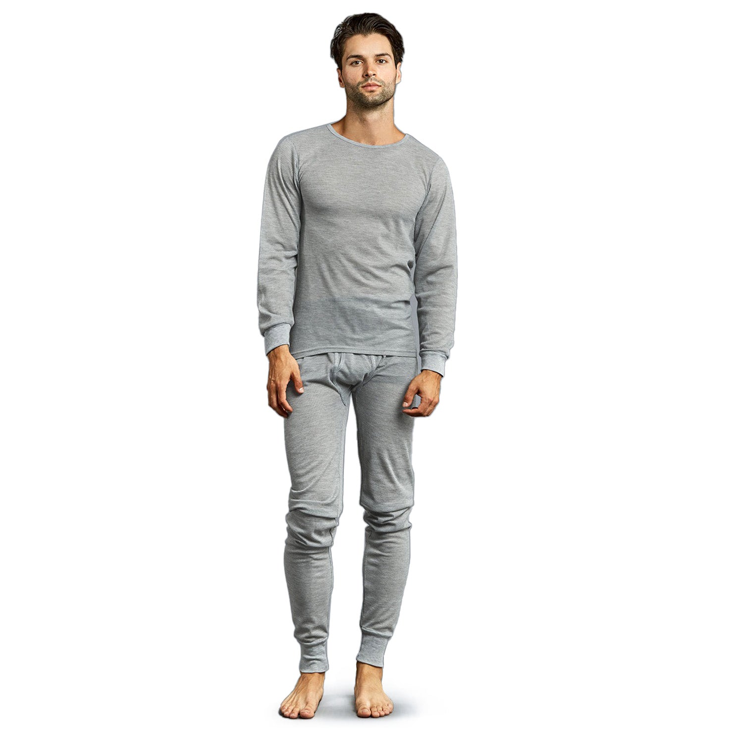 Men's Gray Winter Thermal Underwear Set Assorted Sizes - Bulk Case of 24