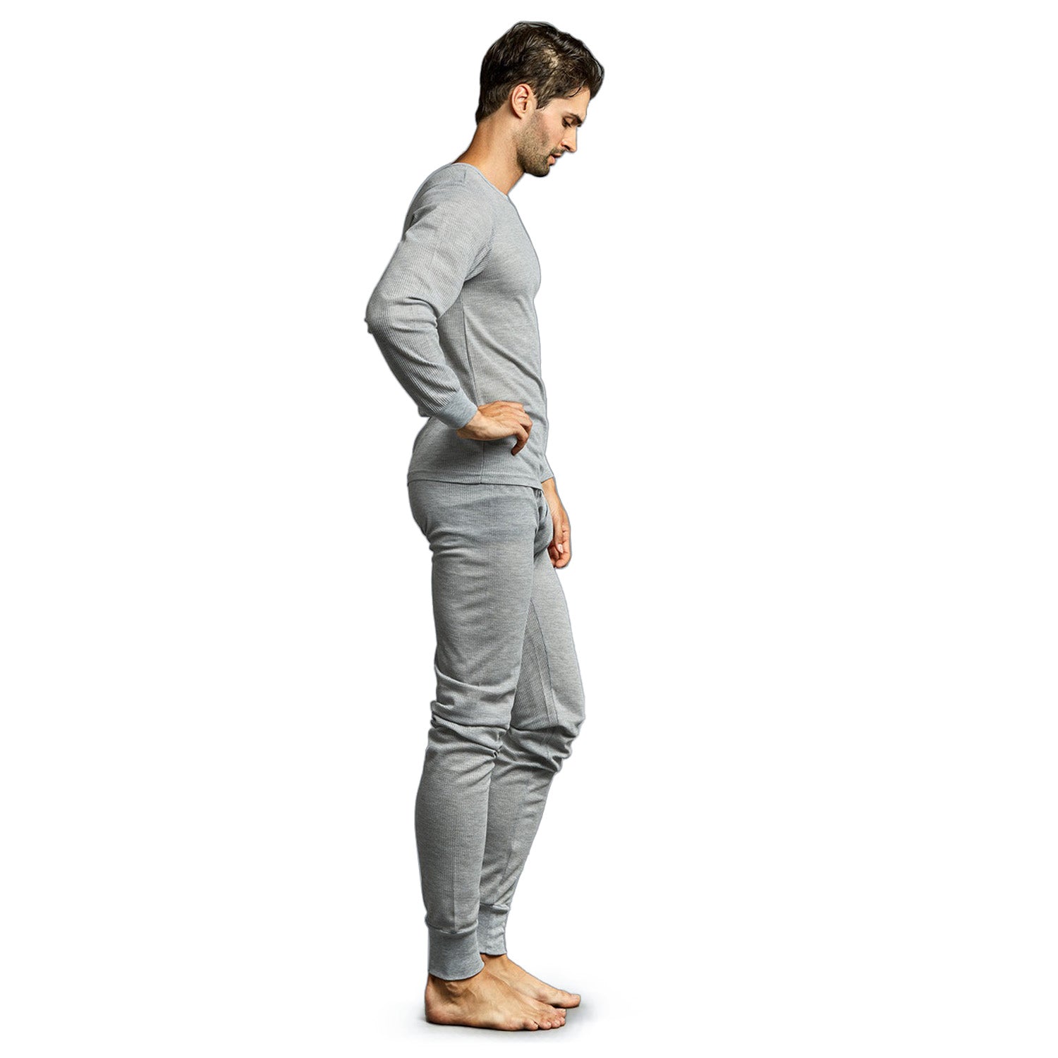Men's Gray Winter Thermal Underwear Set Assorted Sizes - Bulk Case of 24