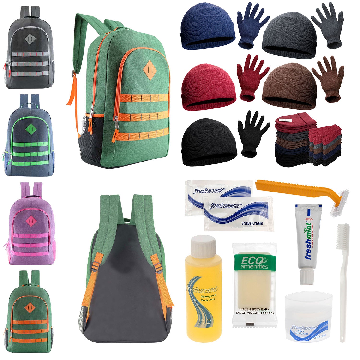 Hygiene Kits, Backpacks, Winter Hats & Gloves