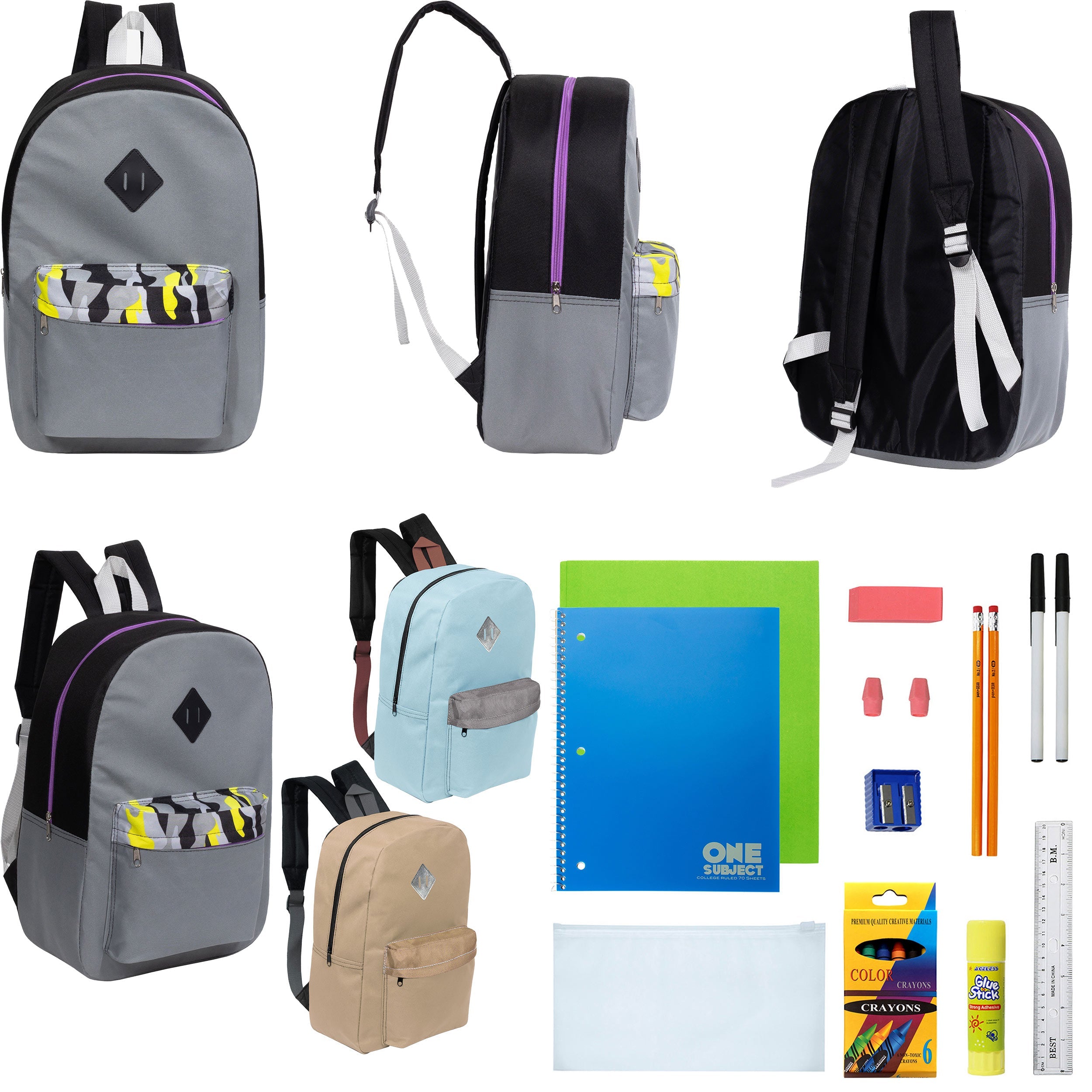 17" Padded Back Wholesale Backpacks & Bulk School Supplies | 3 Colors 17" Padded Back Wholesale Backpacks & Bulk School Supplies | 3 Colors