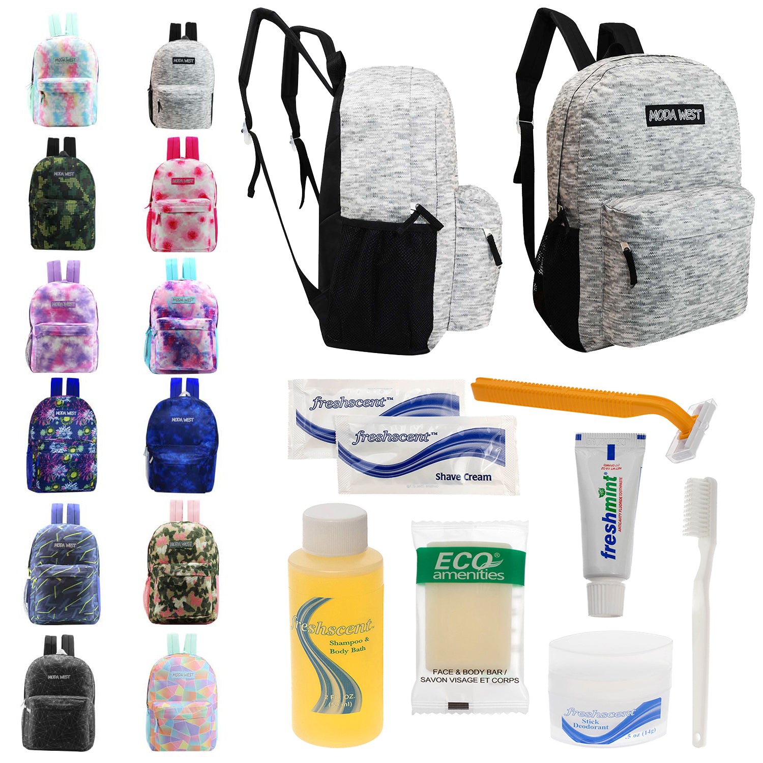 Bulk Backpacks & Hygiene Kits Bundle Wholesale Homeless Care Package