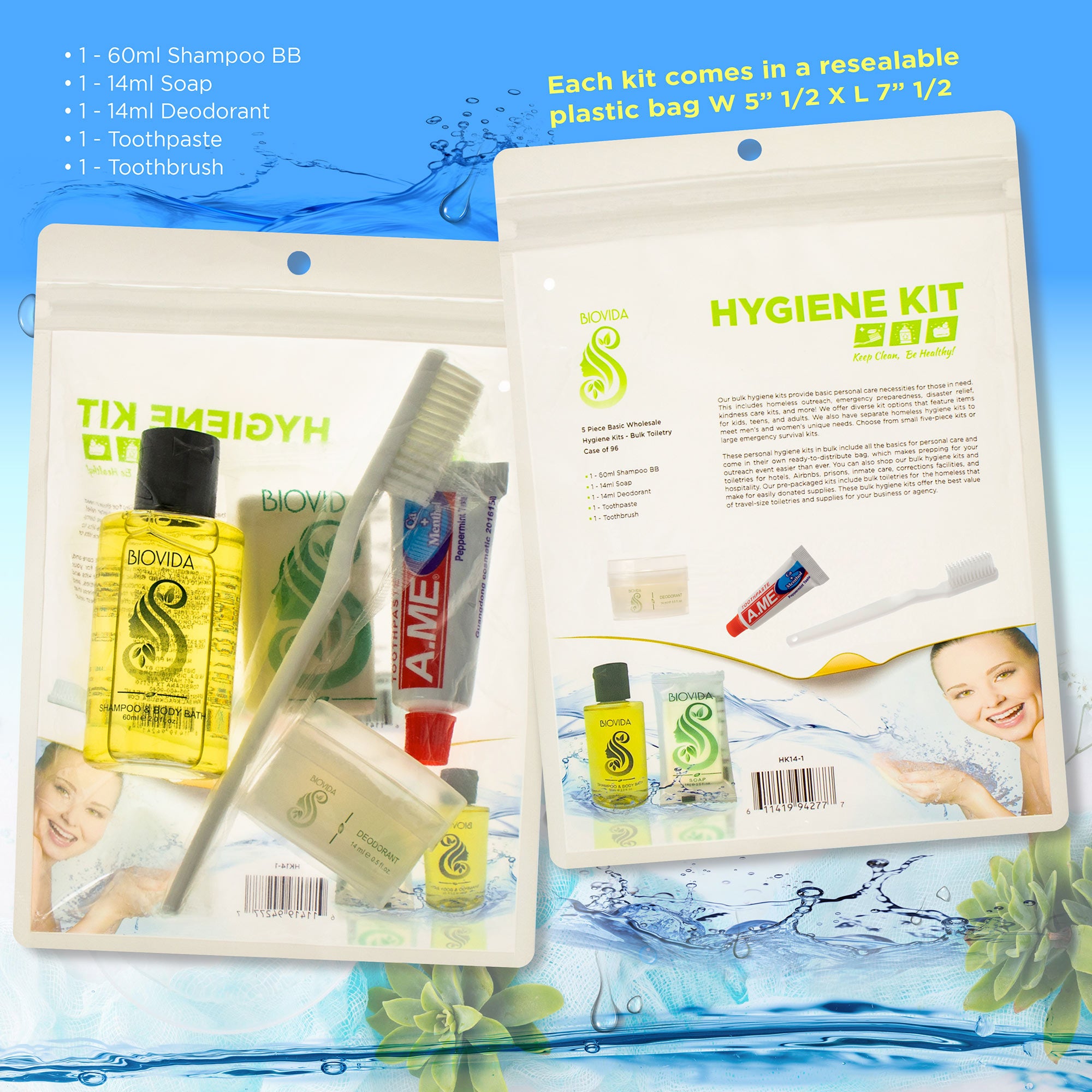 bulk wholesale hygiene kits with 5 travel items