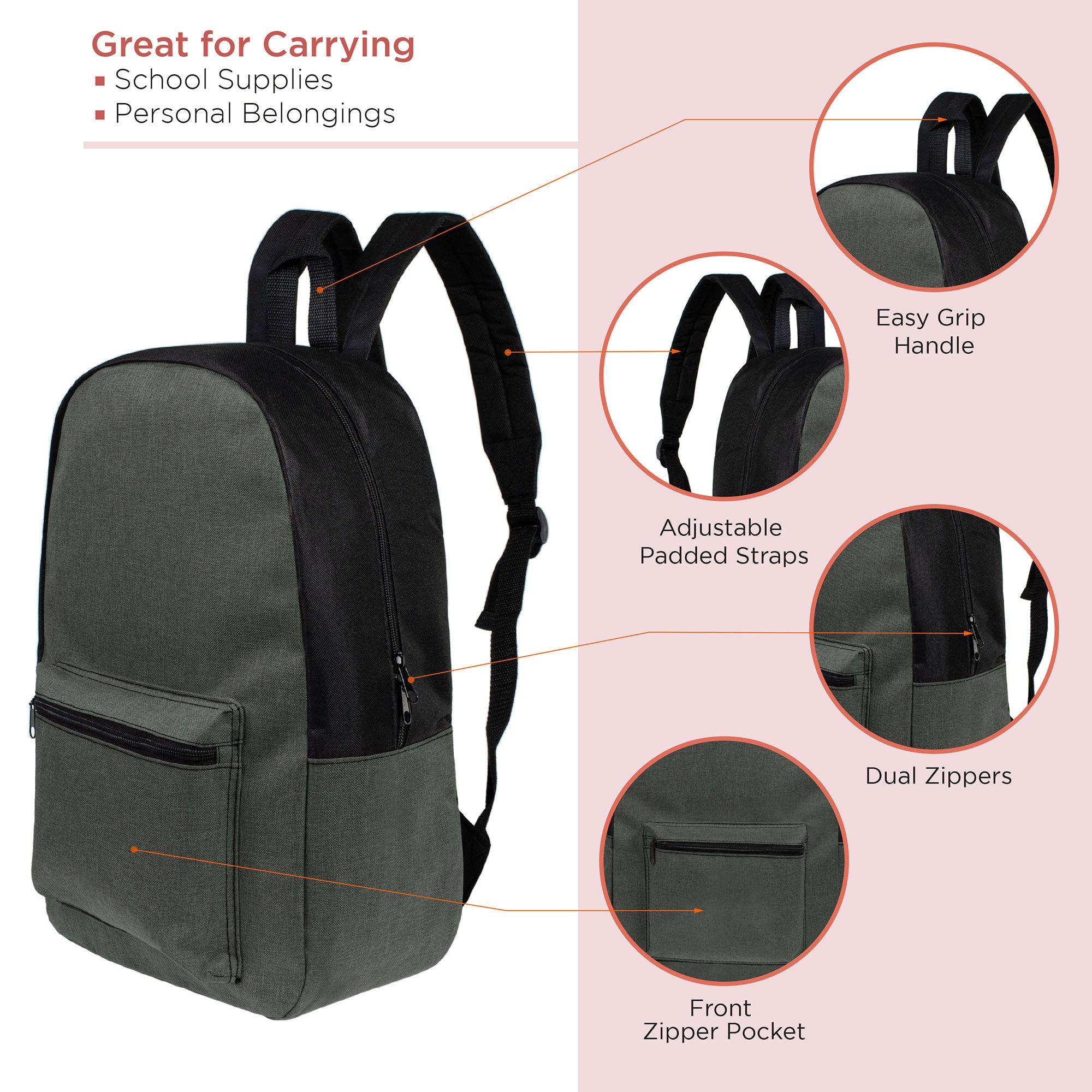 wholesale school backpacks in assorted colors BAPA-309-24