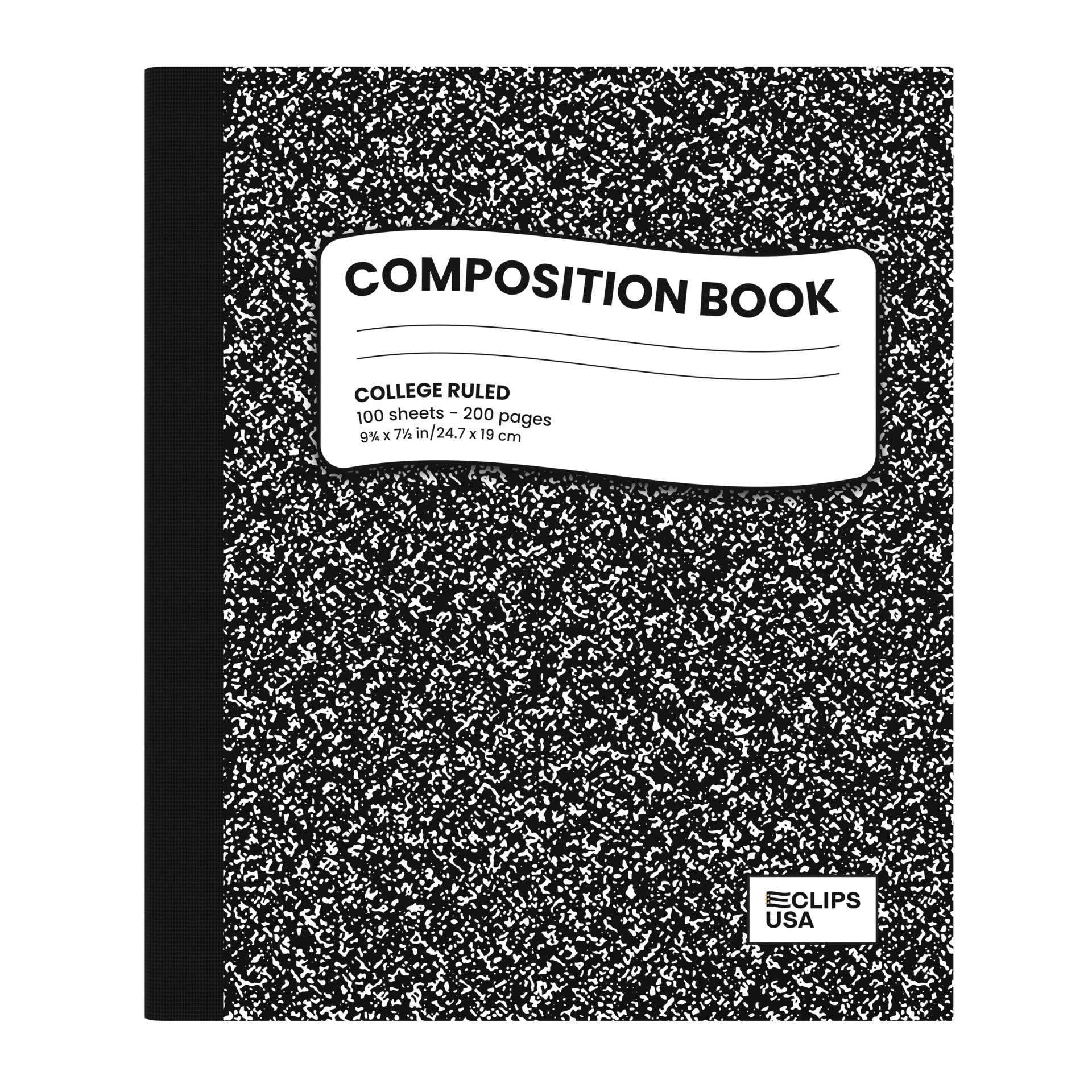 College Ruled Wholesale Composition Notebooks in Black - Bulk Case of 48 Notebooks