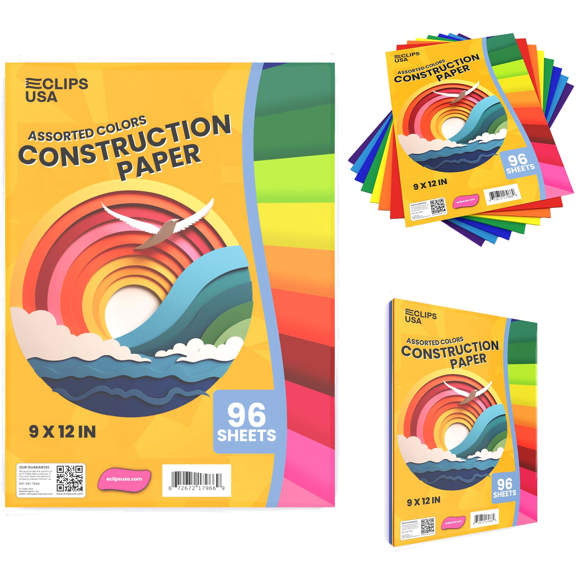 Wholesale Construction Paper - 96 Sheets - Assorted Colors - Bulk Case of 36 Packs