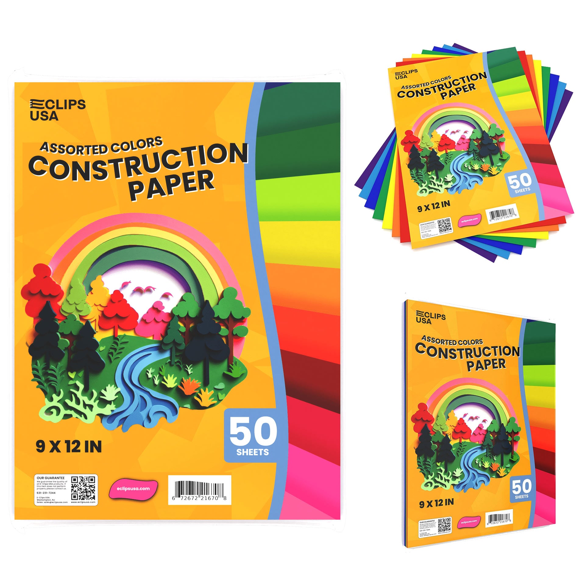 Wholesale Construction Paper - 50 Sheets - Assorted Colors - Bulk Case of 48 Packs