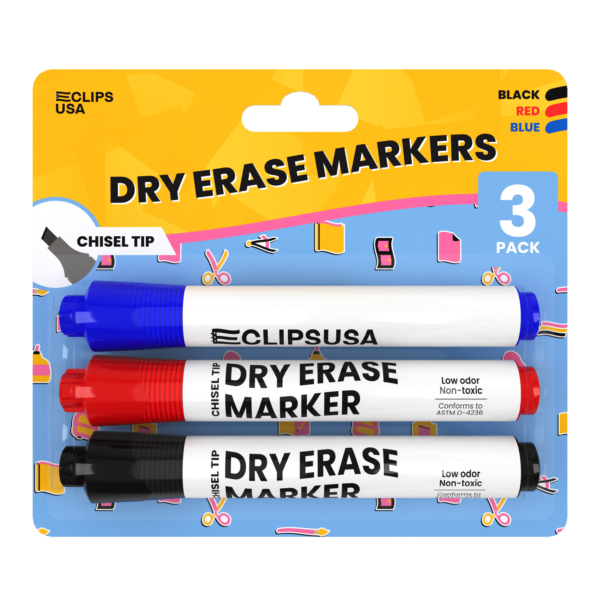 Wholesale Dry Erase Markers in Assorted Colors - Bulk Case 36 Packs of 3 - Total 108 Markers