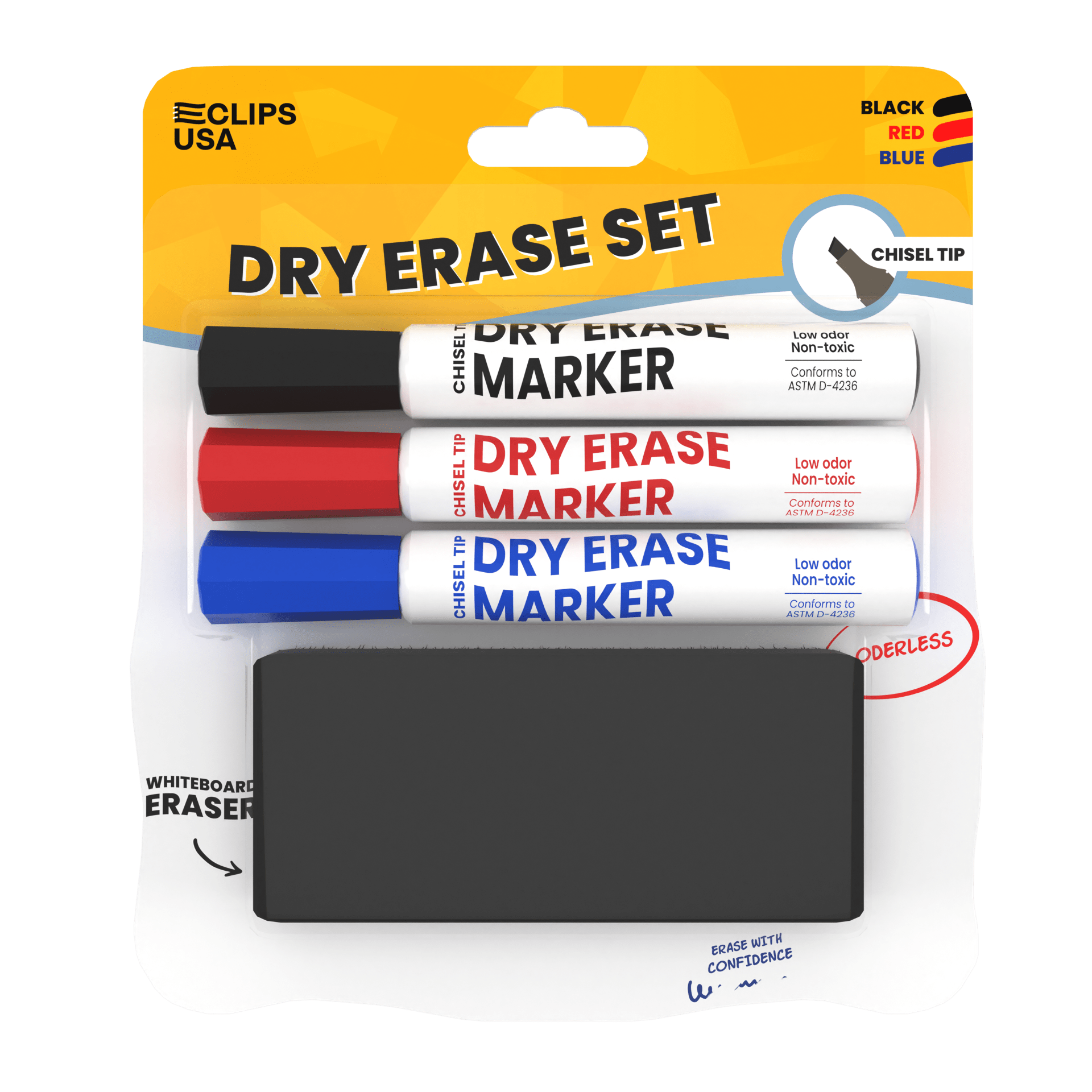 Dry erase markers in assorted colors with an eraser with 40 sets in a bulk wholesale case of 40