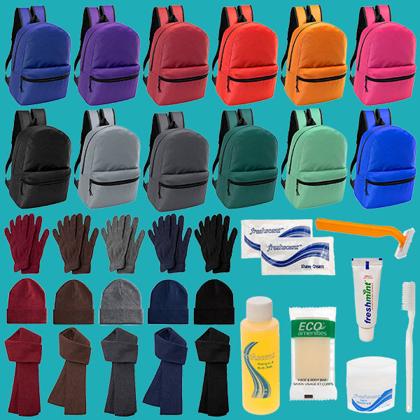 wholesale homeless care boxes with backpacks winter items and hygiene kits