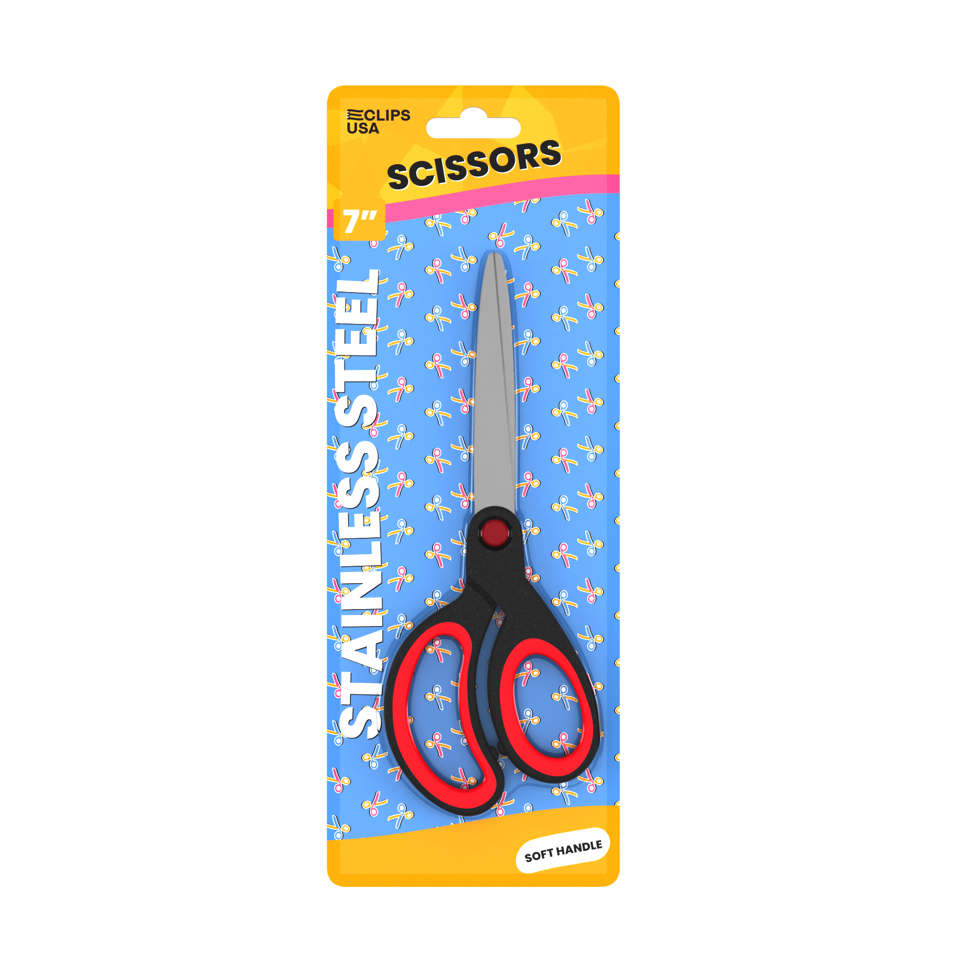 Wholesale 7" Scissors - Pointy Tip & Soft Handle - Stainless Steel - Bulk Case of 48 Scissors